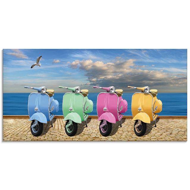 Artland Glasbild »Vespa-Roller in bunten Farben«, Motorräder & Roller, (1 St.),  in verschiedenen Grössen günstig kaufen