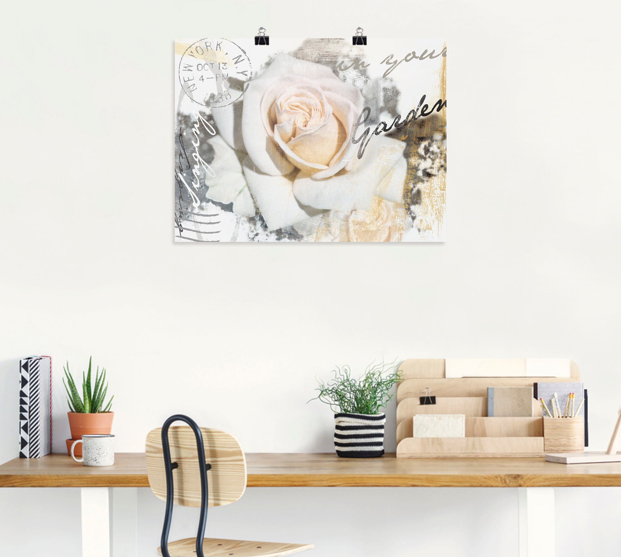 Artland Wandbild »In Buchstaben - Rose«, Blumen, (1 St.), als Leinwandbild, Poster, Wandaufkleber in verschied. Grössen