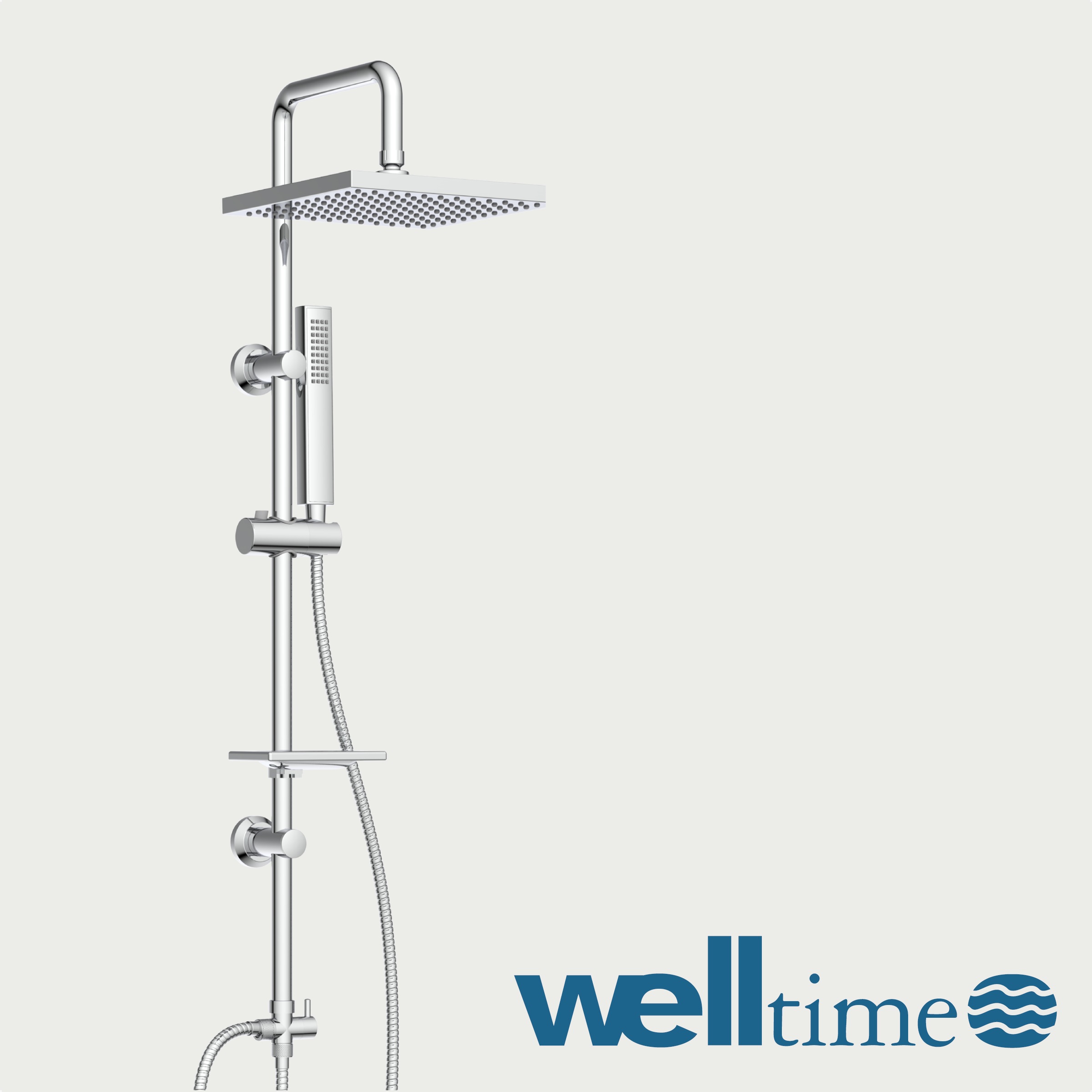 welltime Set de douche à barres »LINA« douche de tête avec porte-savon, longueur du côté 20 cm.