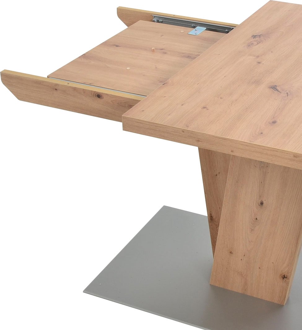 K+W Komfort & Wohnen Table de salle à manger »Giacomo II Ausziehtisch« Imitation chêne Artisan, avec plaque coulissante, socle MDF