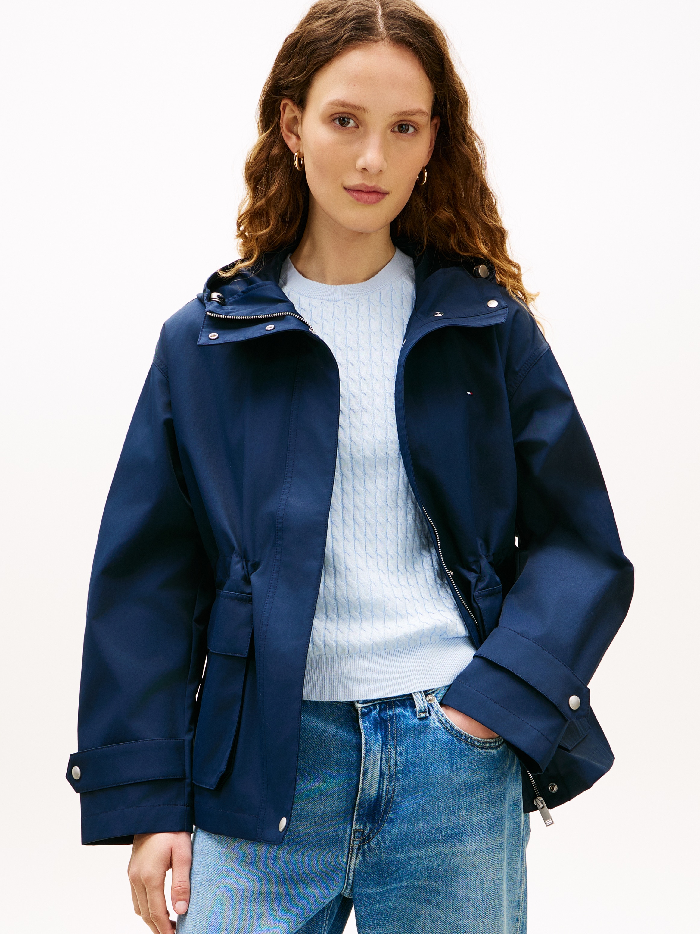 Tommy Hilfiger Outdoorjacke »COTTON NYLON UTILITY SHORT PARKA« mit Kapuze mit verdecktem Reissverschluss