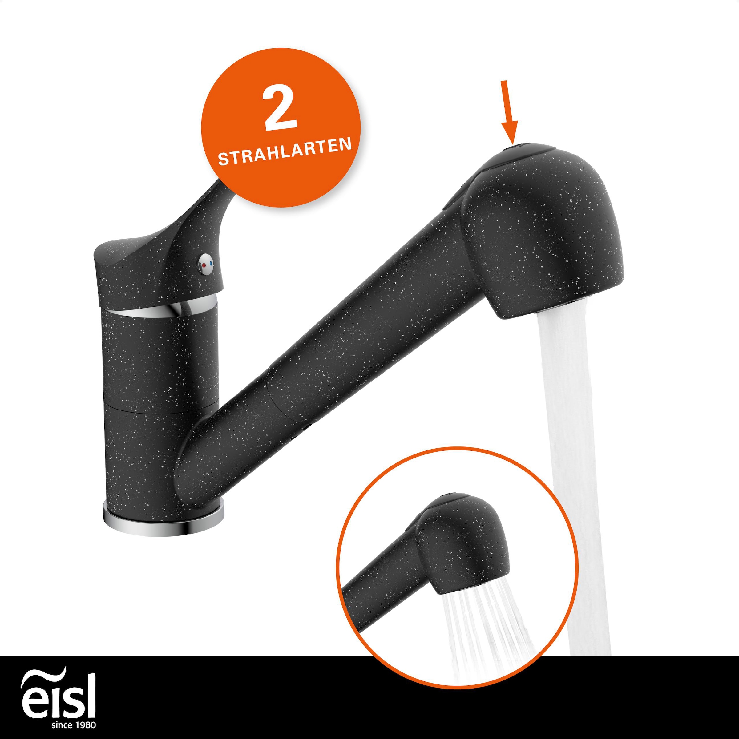 Eisl Robinet d'évier »GRANIT« douchette de vaisselle extractible, réglable en 2 positions, bec pivotant à 360°