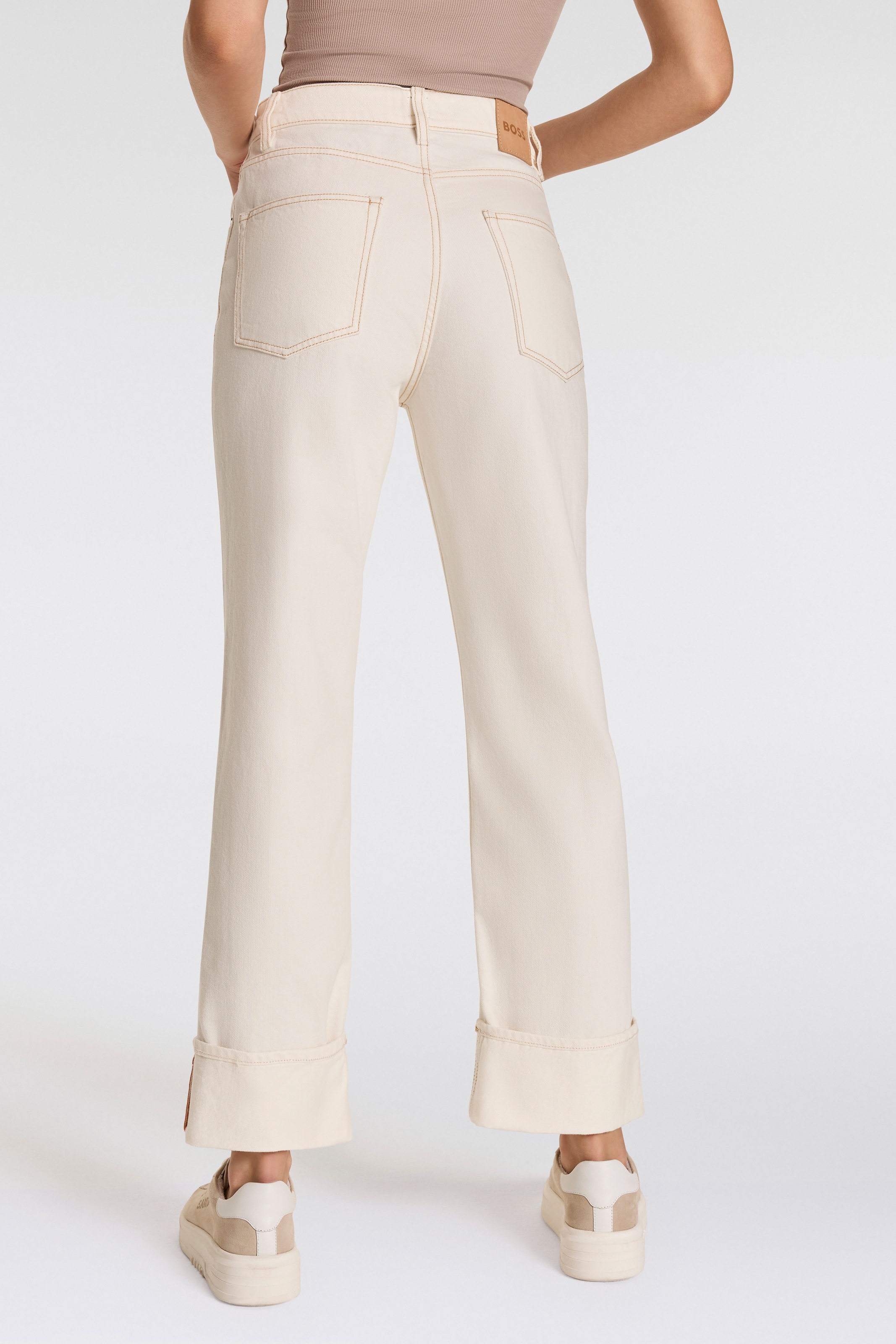 BOSS ORANGE Straight-Jeans »Ruth High Rise, High Waist Premium Damenmode«, mit Logoschriftzug, Five-Pocket-Style, gerade Form