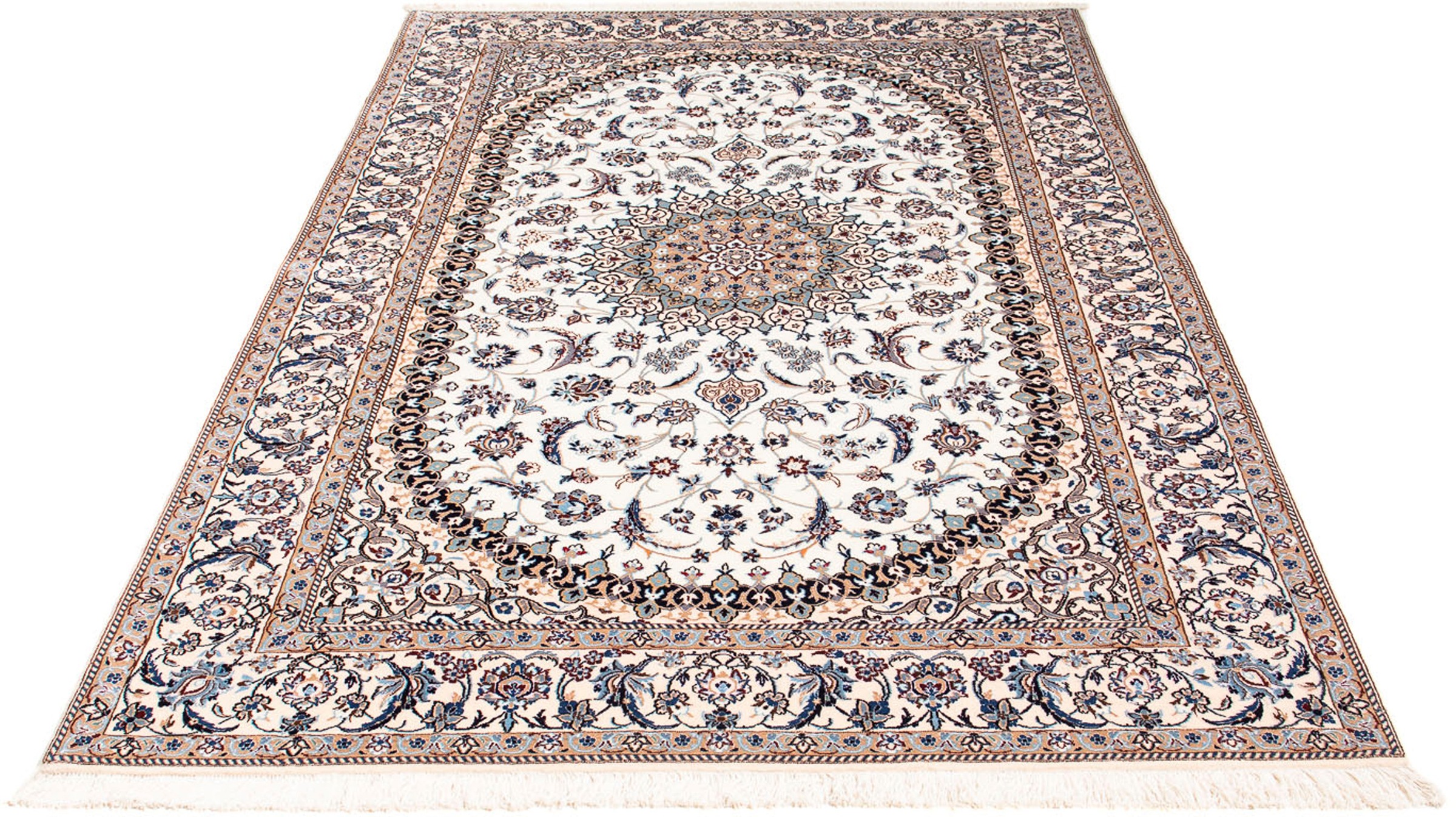 Image of morgenland Orientteppich »Perser - Nain - Premium - 204 x 129 cm - beige«, rechteckig, 6 mm Höhe, Wohnzimmer, Handgeknüpft, Einzelstück mit Zertifikat bei Ackermann Versand Schweiz