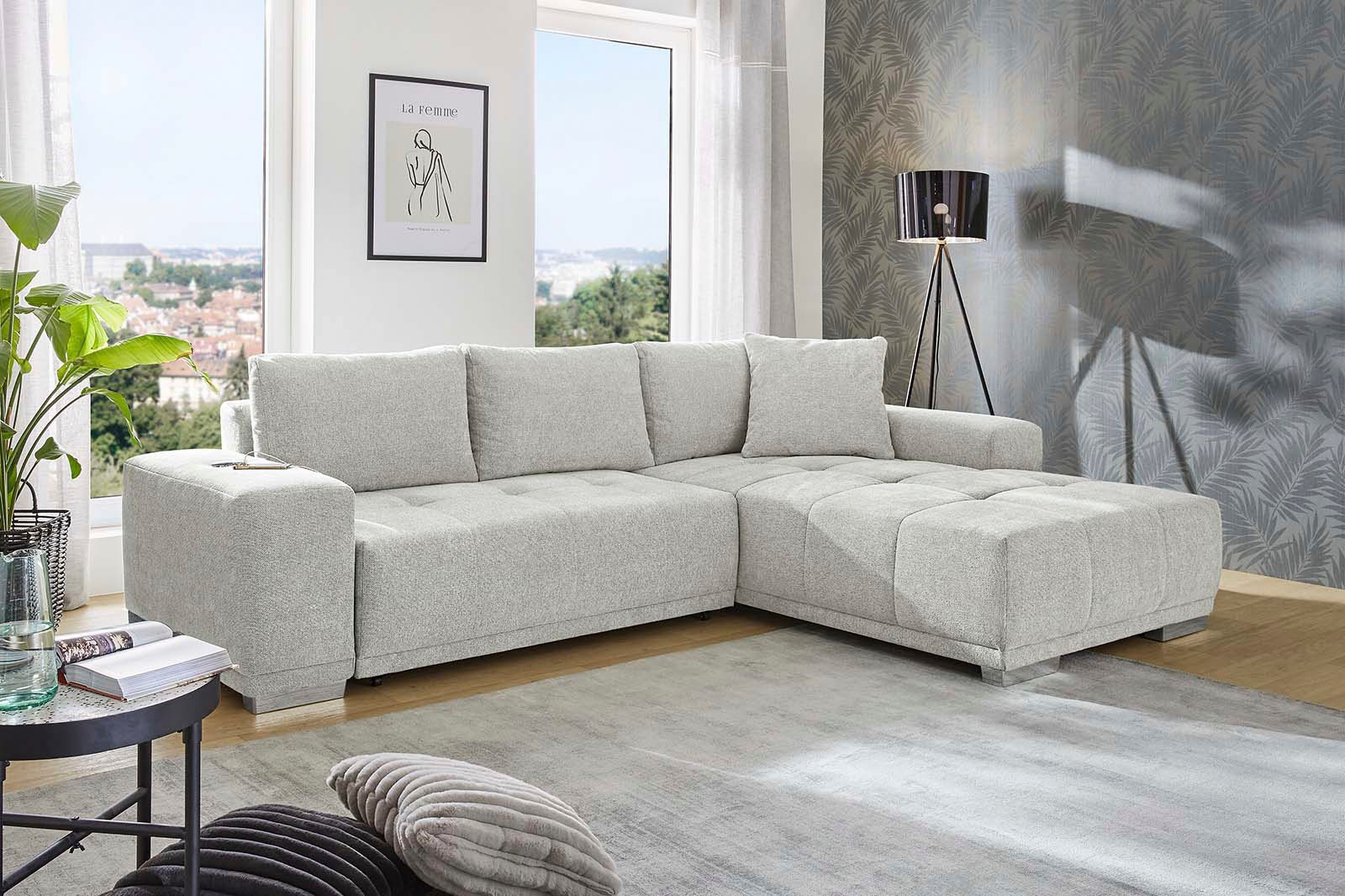 Image of Jockenhöfer Gruppe Ecksofa "Luciano L-Form, B: 282 cm" mit Schlaffunktion, Bettkasten, induktive Ladestation & USB-Anschluss