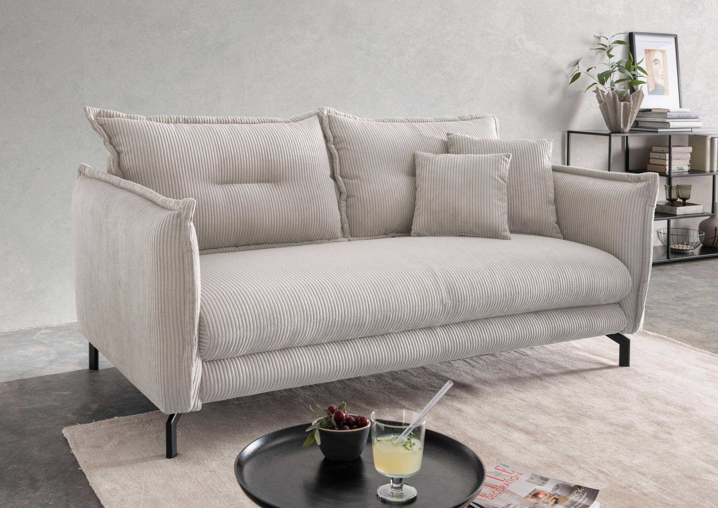 Home affaire Sitzgruppe »LAVA modern und elegant, aktuelle Kissenoptik« 3-Sitzer und 2-Sitzer, 2 tlg. tlg. Armlehnen verstellbar