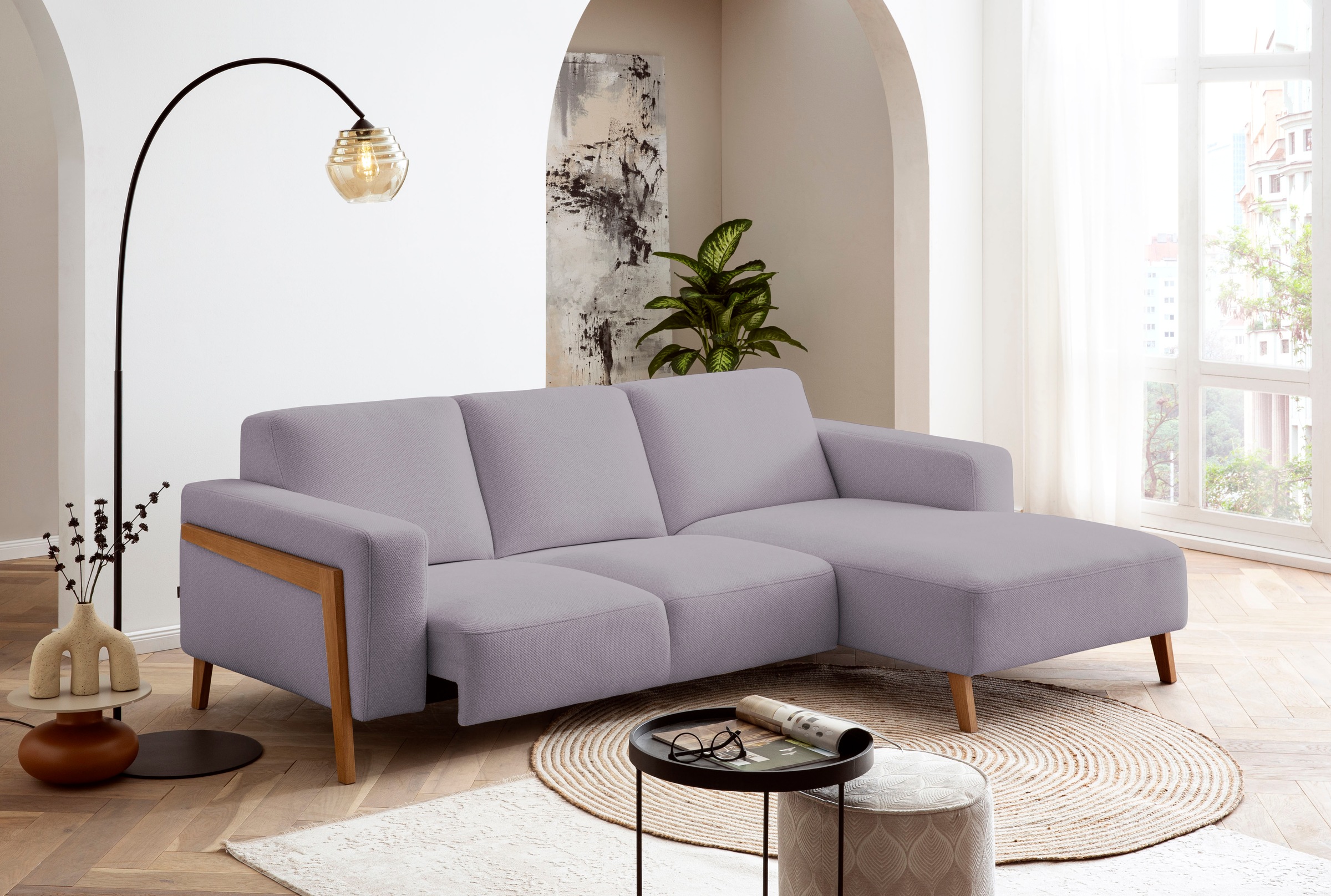 Image of exxpo - sofa fashion Ecksofa "Starr, modern und klassisches Design, hochwertige Verarbeitung, bequem" L-Form, wahlw. elektrische Sitztiefenverstellung, Massivholzfüsse