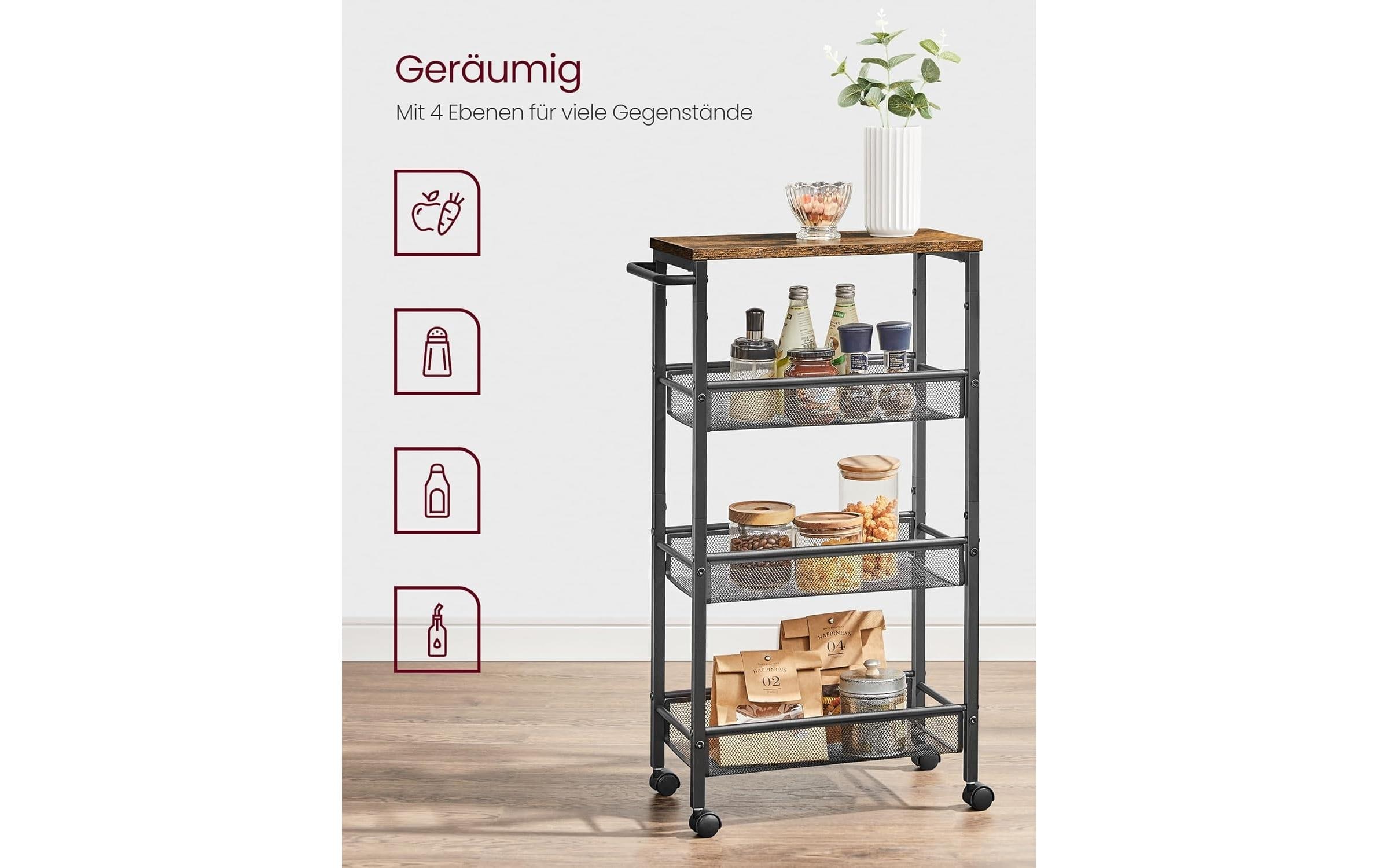 VASAGLE Chariot à roulettes »Industrial 45.4 x 77 x 13 cm«