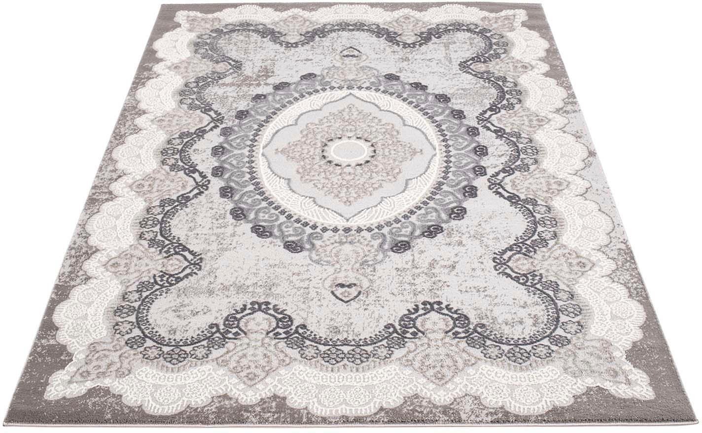 Image of Carpet City Teppich »Platin 7742«, rechteckig, 11 mm Höhe, Kurzflor, Ornamente, Glänzend durch Polyester, Wohnzimmer, Schlafzimmer bei Ackermann Versand Schweiz