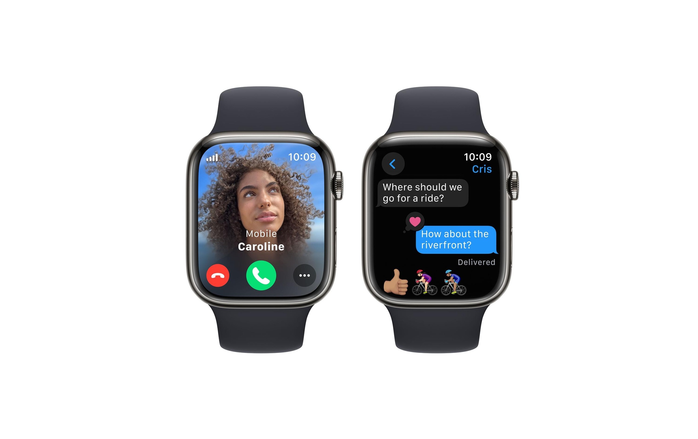 Apple Smartwatch »Series 9, GPS + Cellular, Edelstahl-Gehäuse mit Sportarmband«, (Watch OS 10)