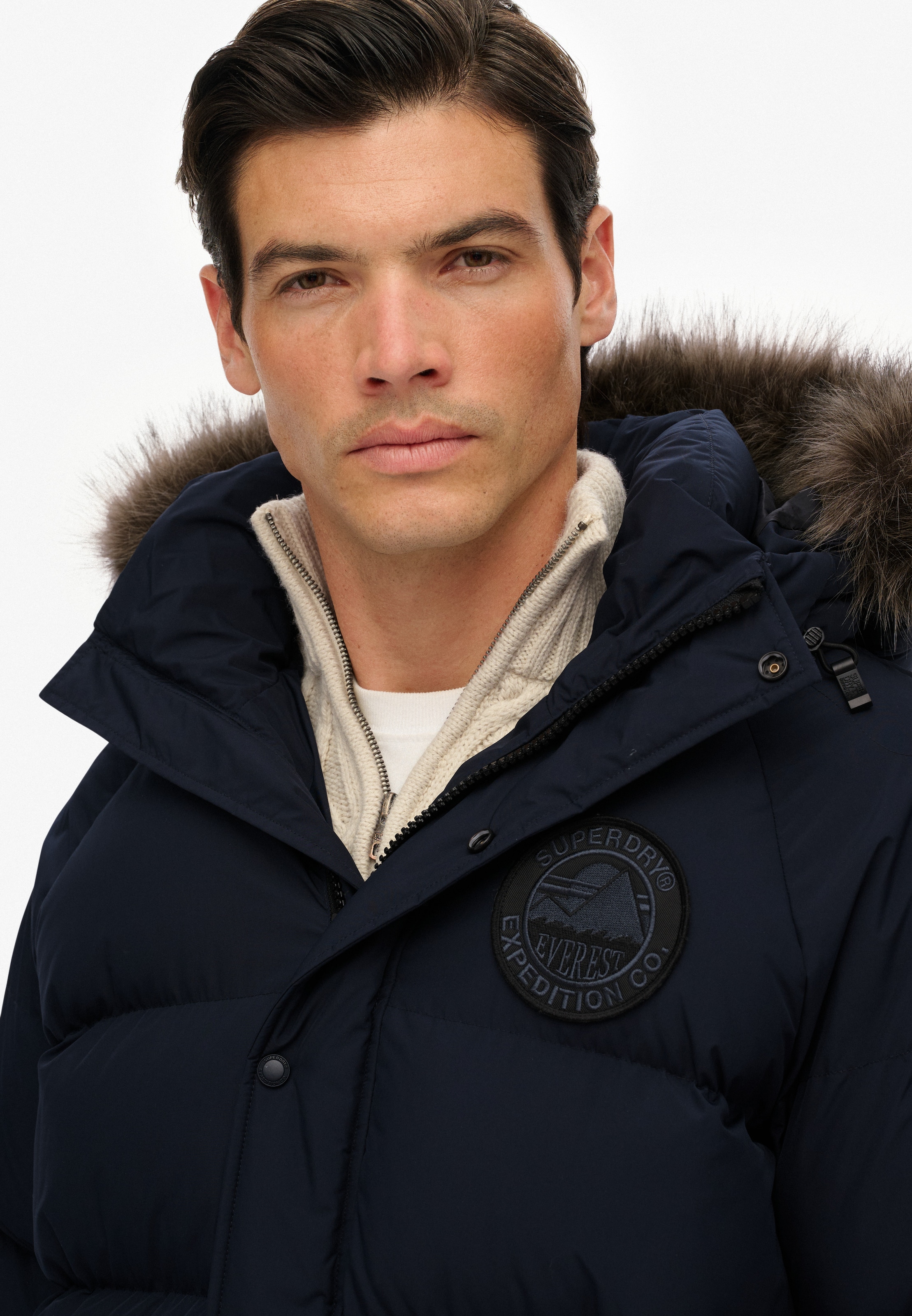 Superdry Steppjacke »EVEREST LONGLINE BAFFLED PARKA«, mit Kapuze