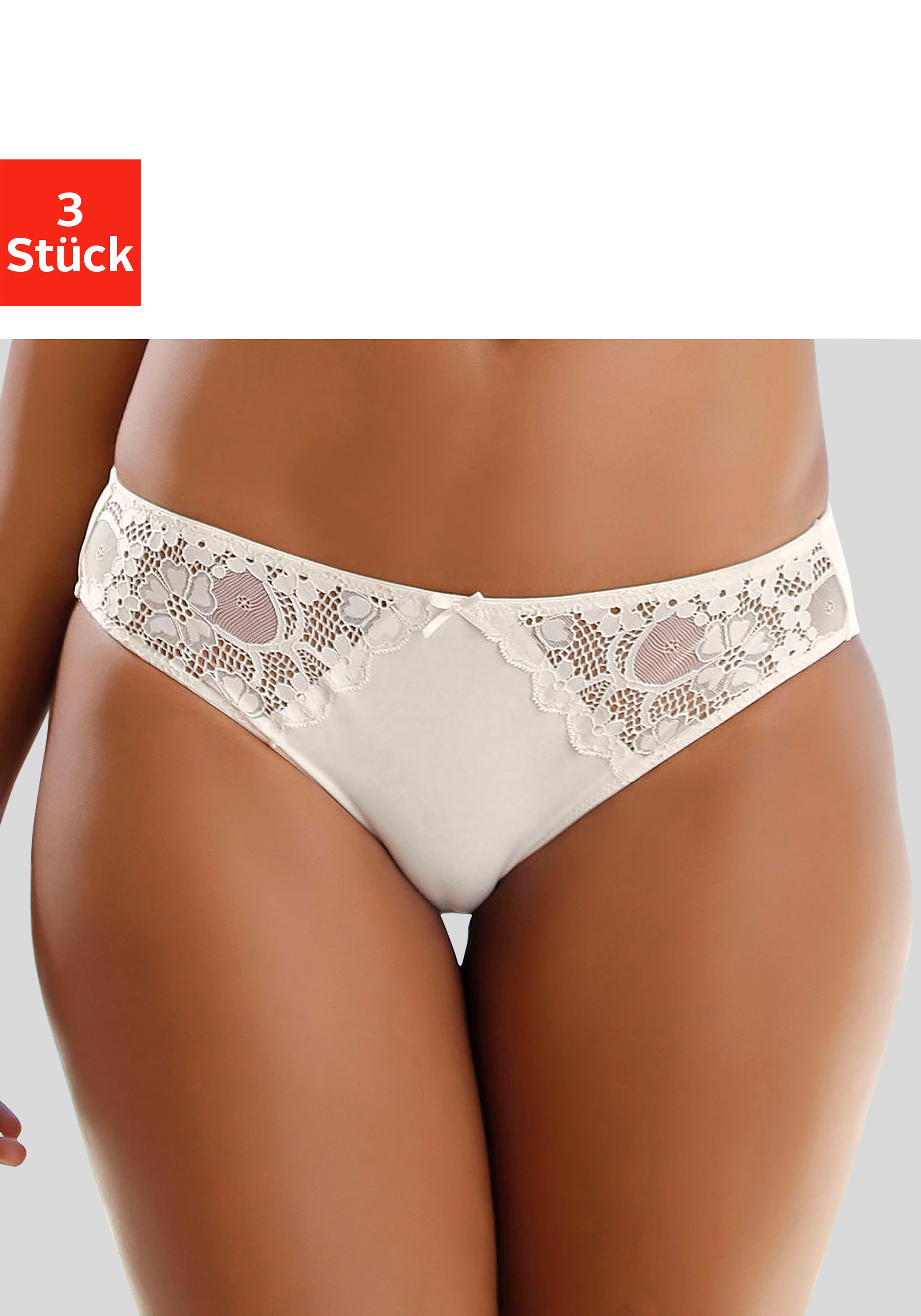 petite fleur Slip 3 Stk. tlg., mit leicht transparenter Jacquardspitze an den Seiten