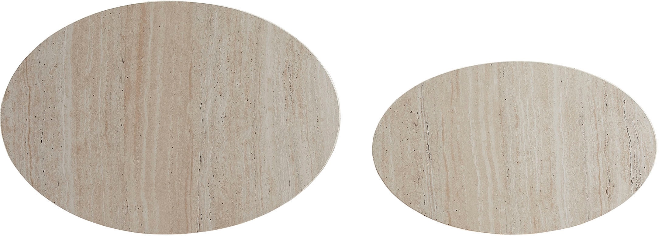 SalesFever Couchtisch »Almeria - Stilvoller Couch- und Beistelltisch«, (Set, 2 St., 2er Set), oval, in Travertinoptik