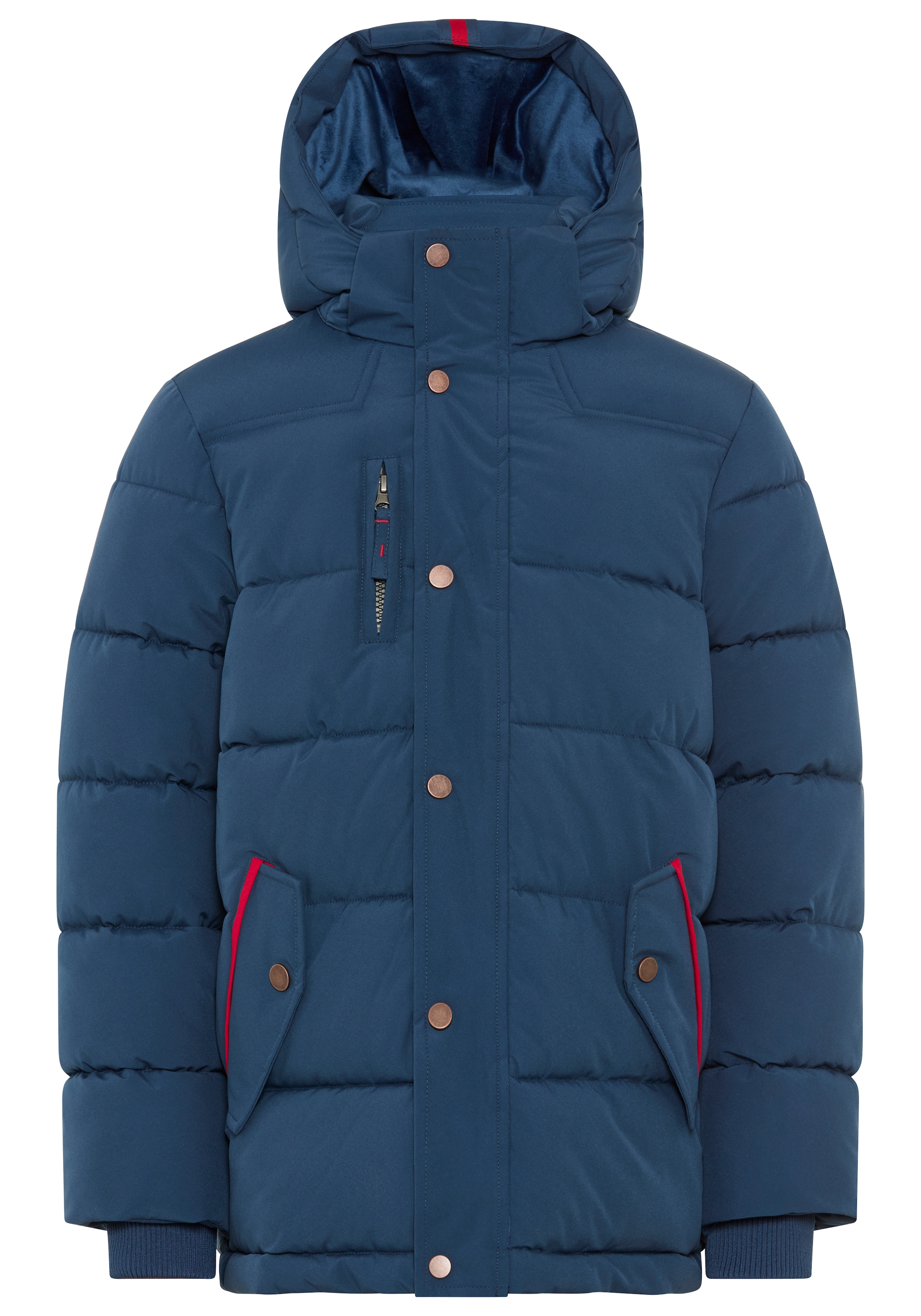 KIDSWORLD Outdoorjacke »Winterwarme Jacke, gesteppt« mit Kapuze Trendige Winterjacke mit refklektierenden Details