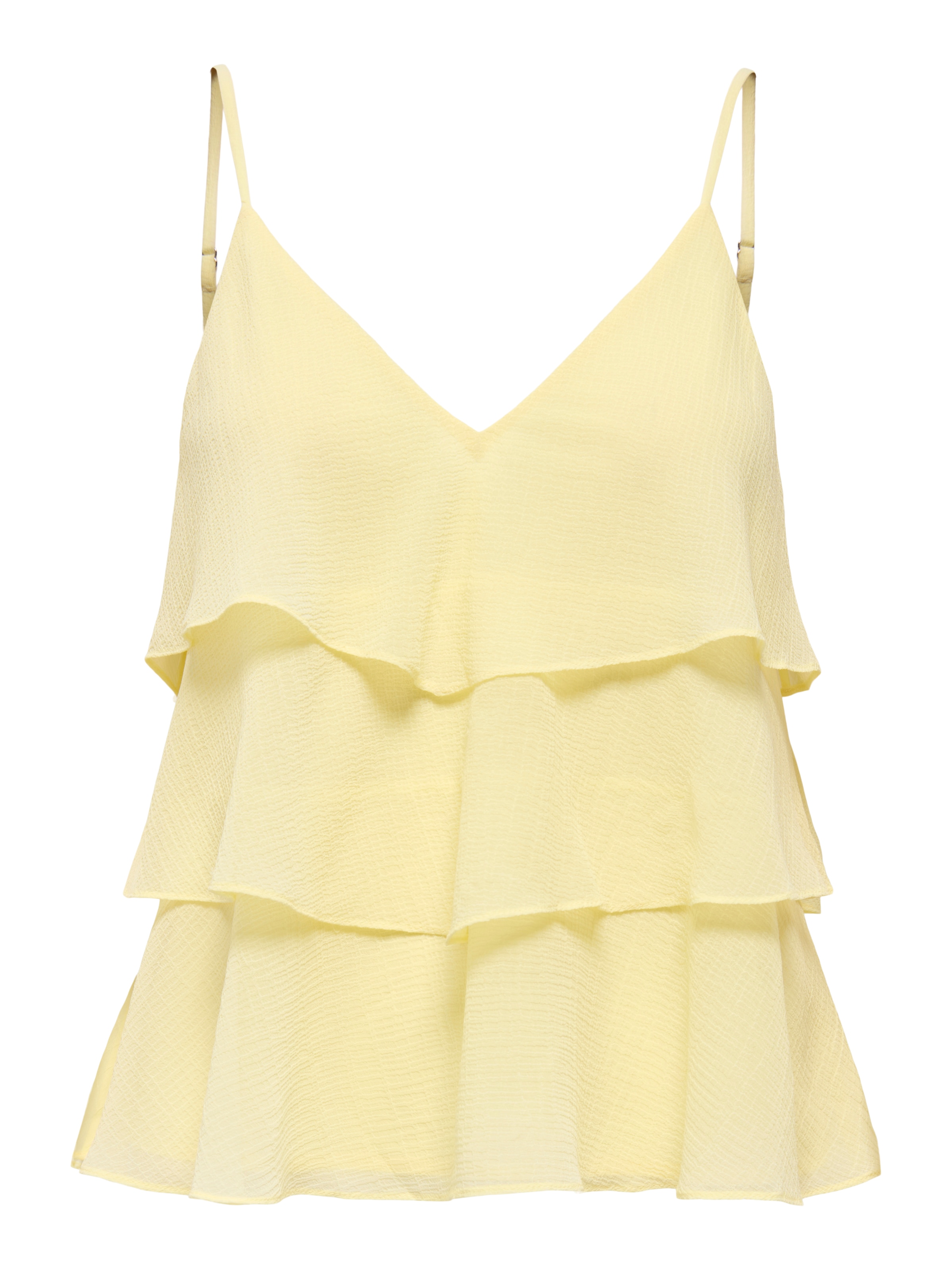 ONLY Top à bretelles »ONLLINN LIFE FLOUNCE SINGLET WVN NOOS« fibre synthétique, coupe régulière