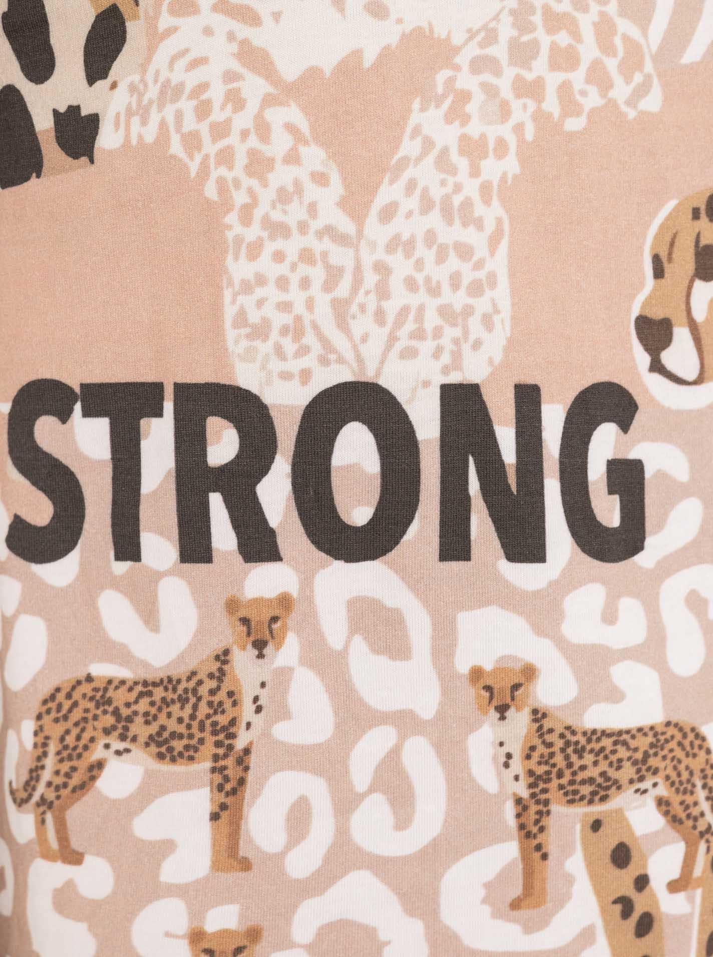 Zwillingsherz T-shirt »"Strong"« mélange de motifs avec léopard, col rond, manches courtes