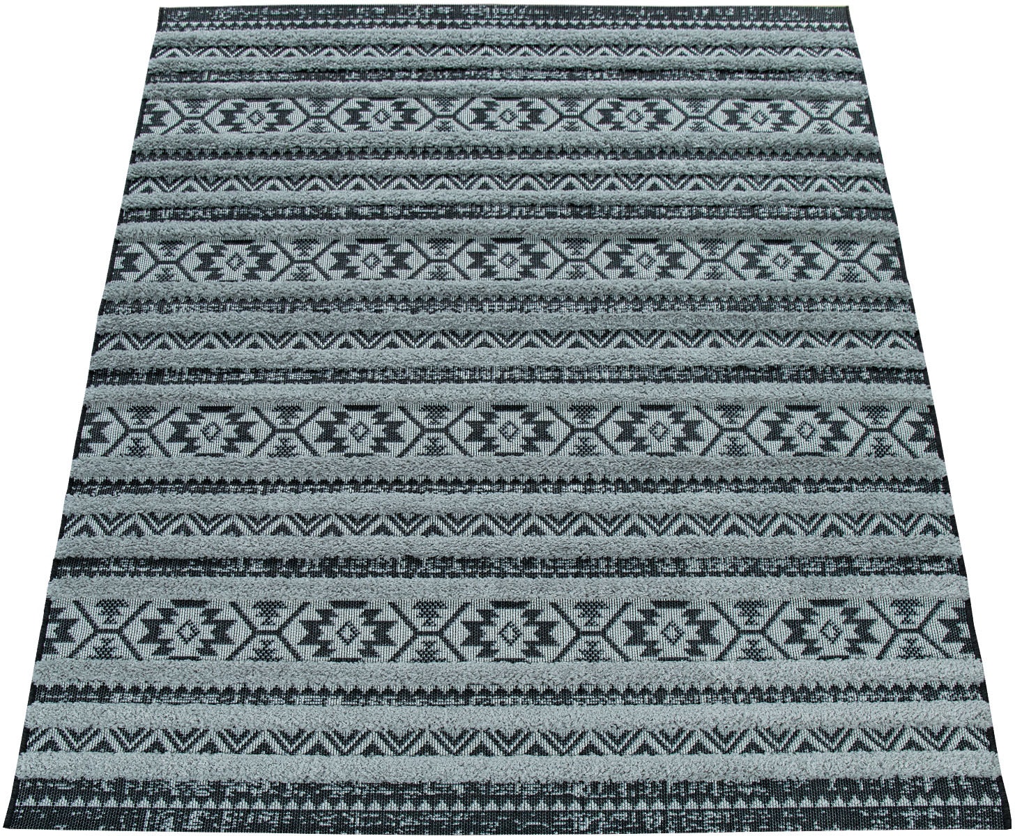 Paco Home Teppich »Eupen rechteckig, geeignet Muster, bequem kaufen 472«, Outdoor Rauten und In- gestreift, Hoch-Tief-Struktur