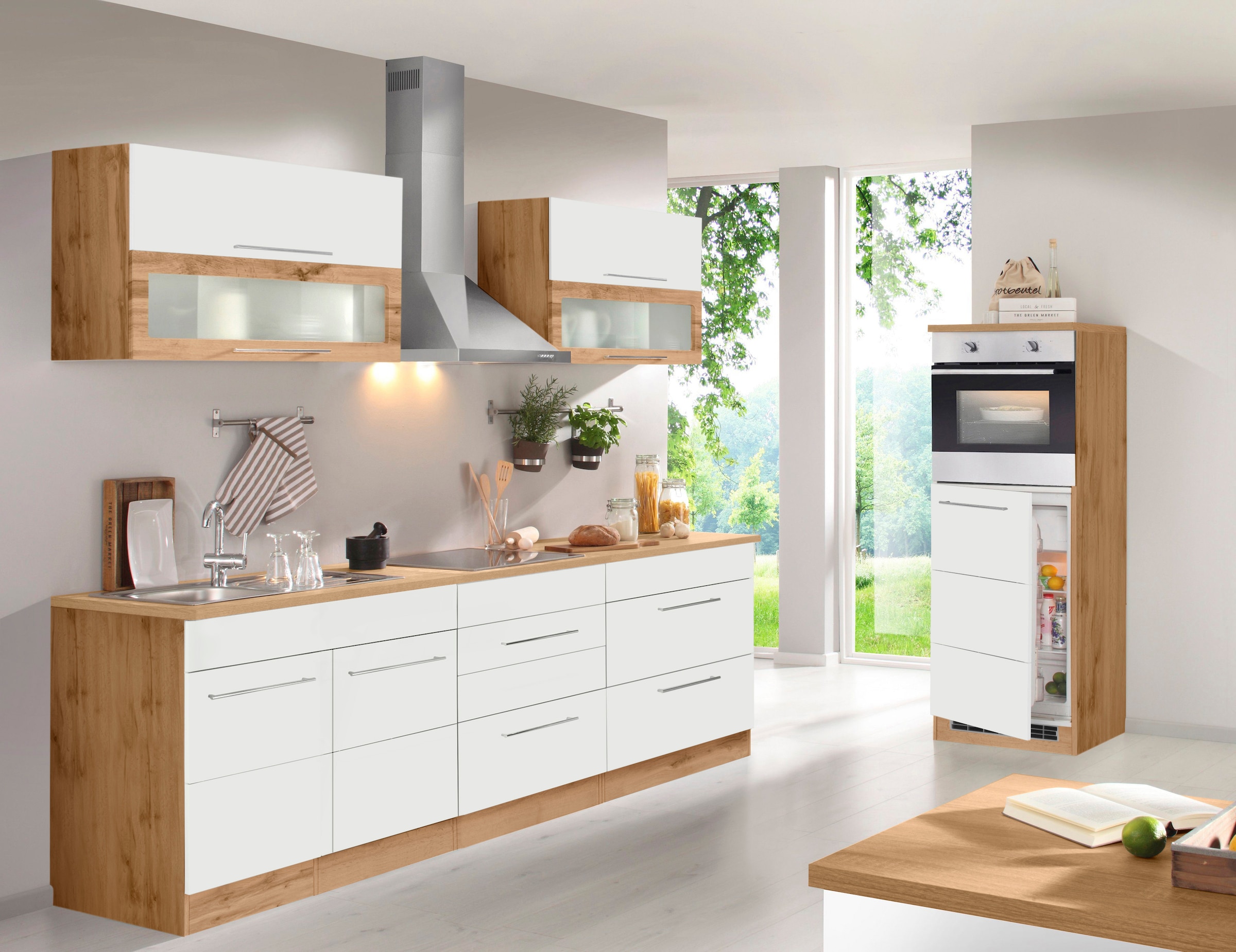 KOCHSTATION Kitchenette »KS-Wien« largeur 340 cm, au choix avec appareils électriques et induction
