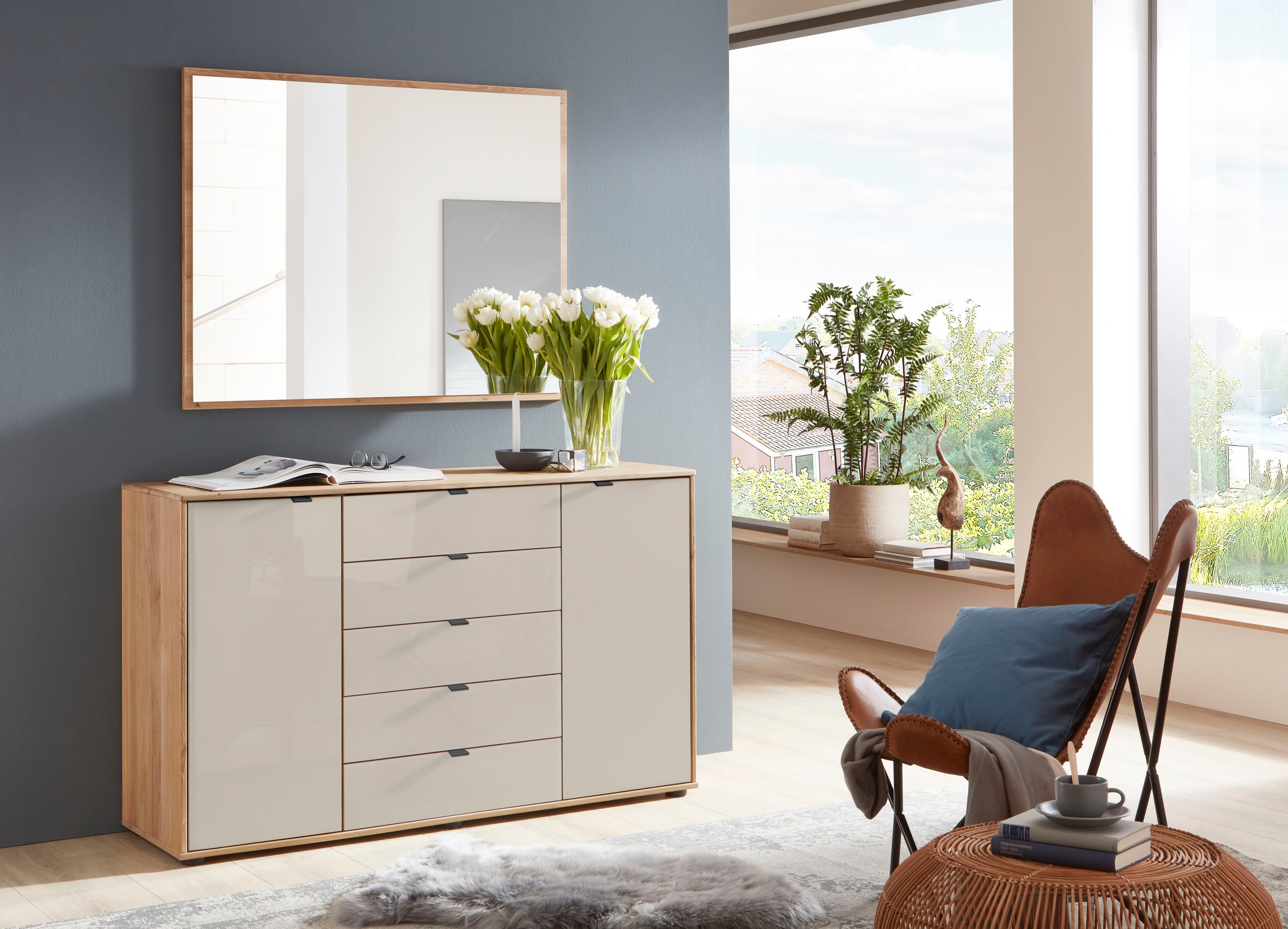 WIEMANN Commode combinée »Cardiff Sideboard, Wäscheschrank, teilmassiv Erle, mit Schubladen« Kommode 141x86x43 cm, braun, mit Dämpfung, MADE IN GERMANY,  verschiedenen Ausführungen, inklusive Einlegeboden