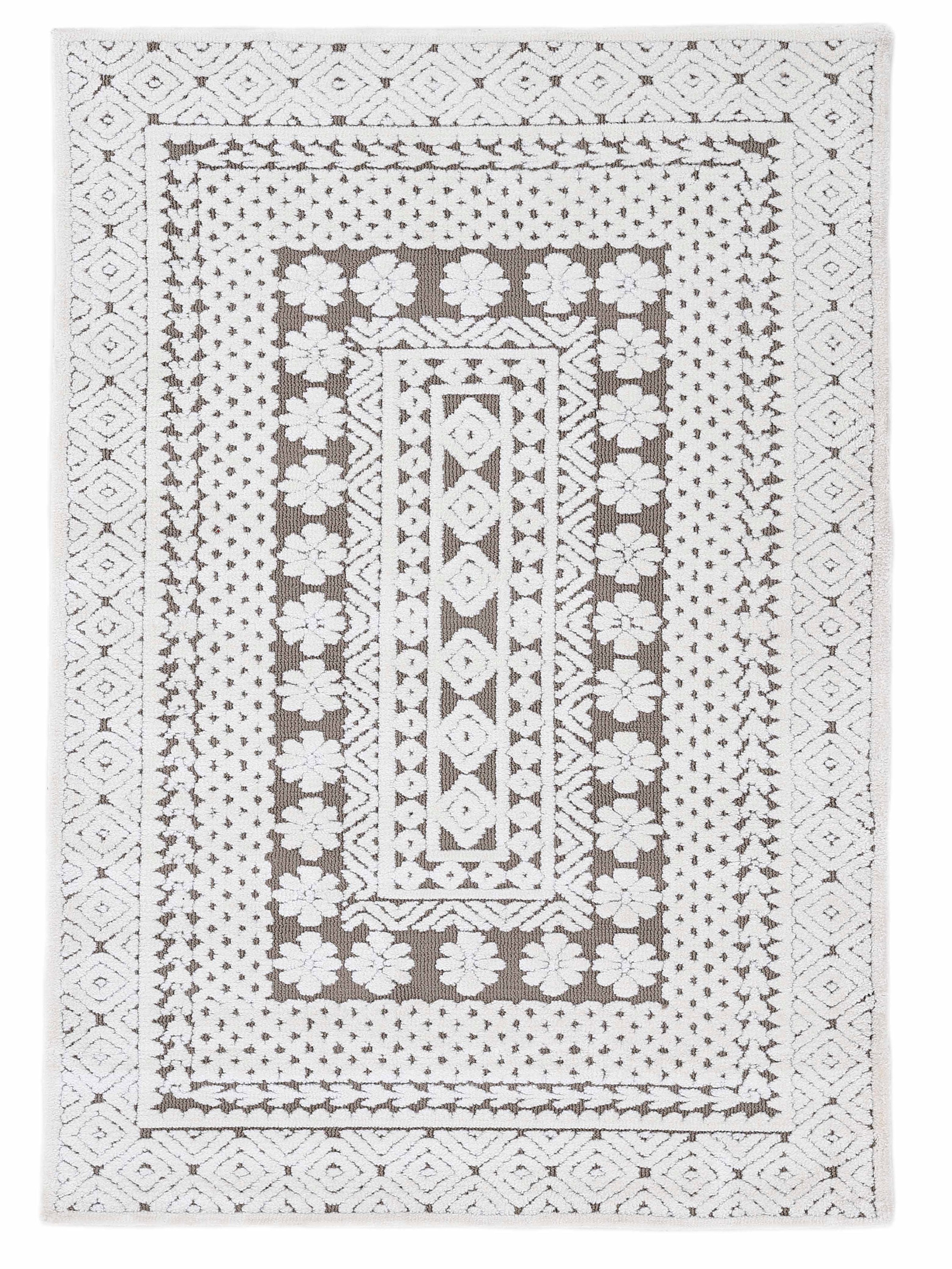 carpetfine Teppich »Holly 1«, rechteckig, 12 mm Höhe, Blumen Motiv, Hoch-Tief Struktur, Wohnzimmer
