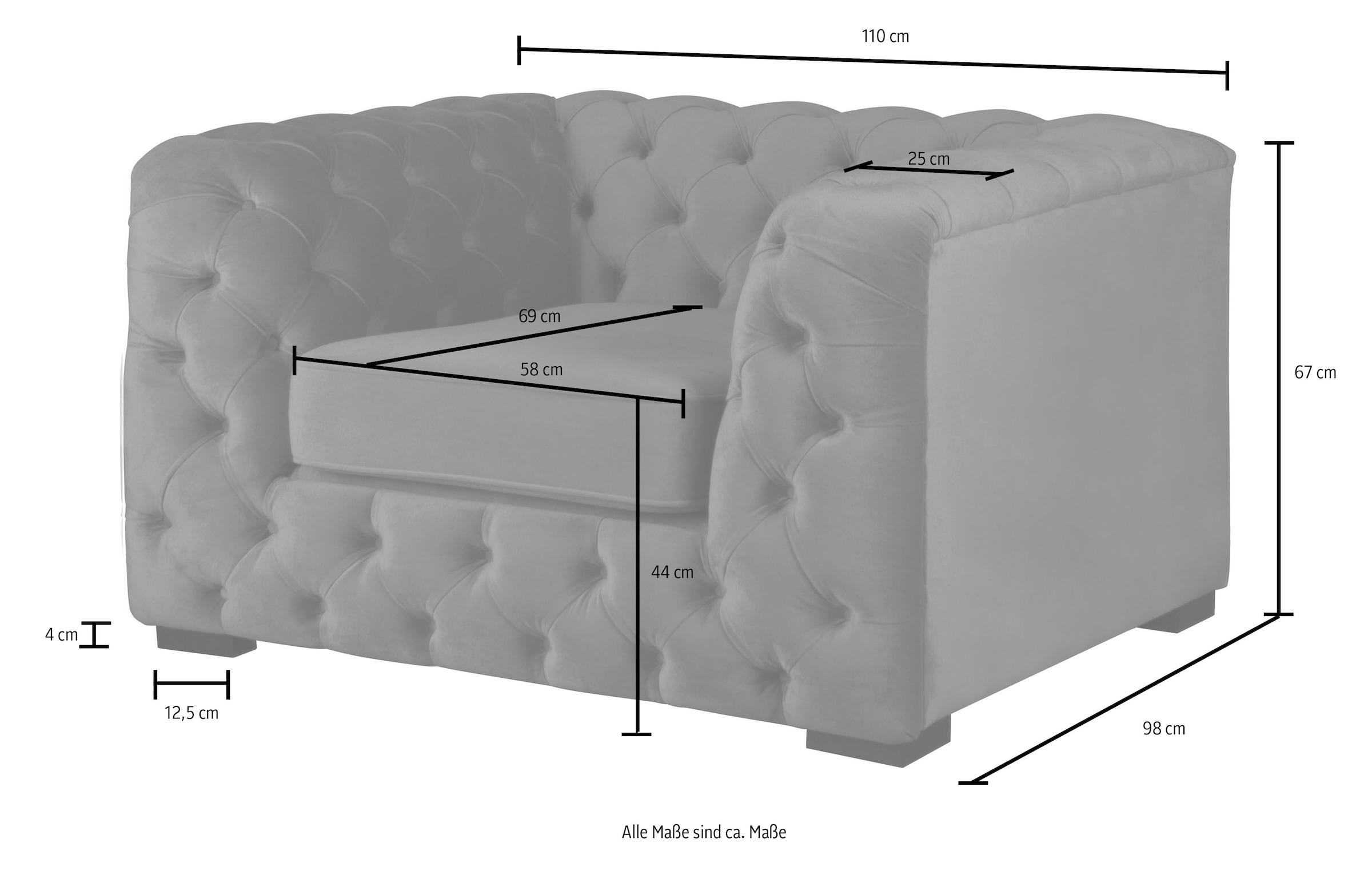 Guido Maria Kretschmer Home&Living Chesterfield-Sessel »Kalina Sessel«, mit klassischer Chesterfield-Knopfheftung, sehr hochwertige Qualität