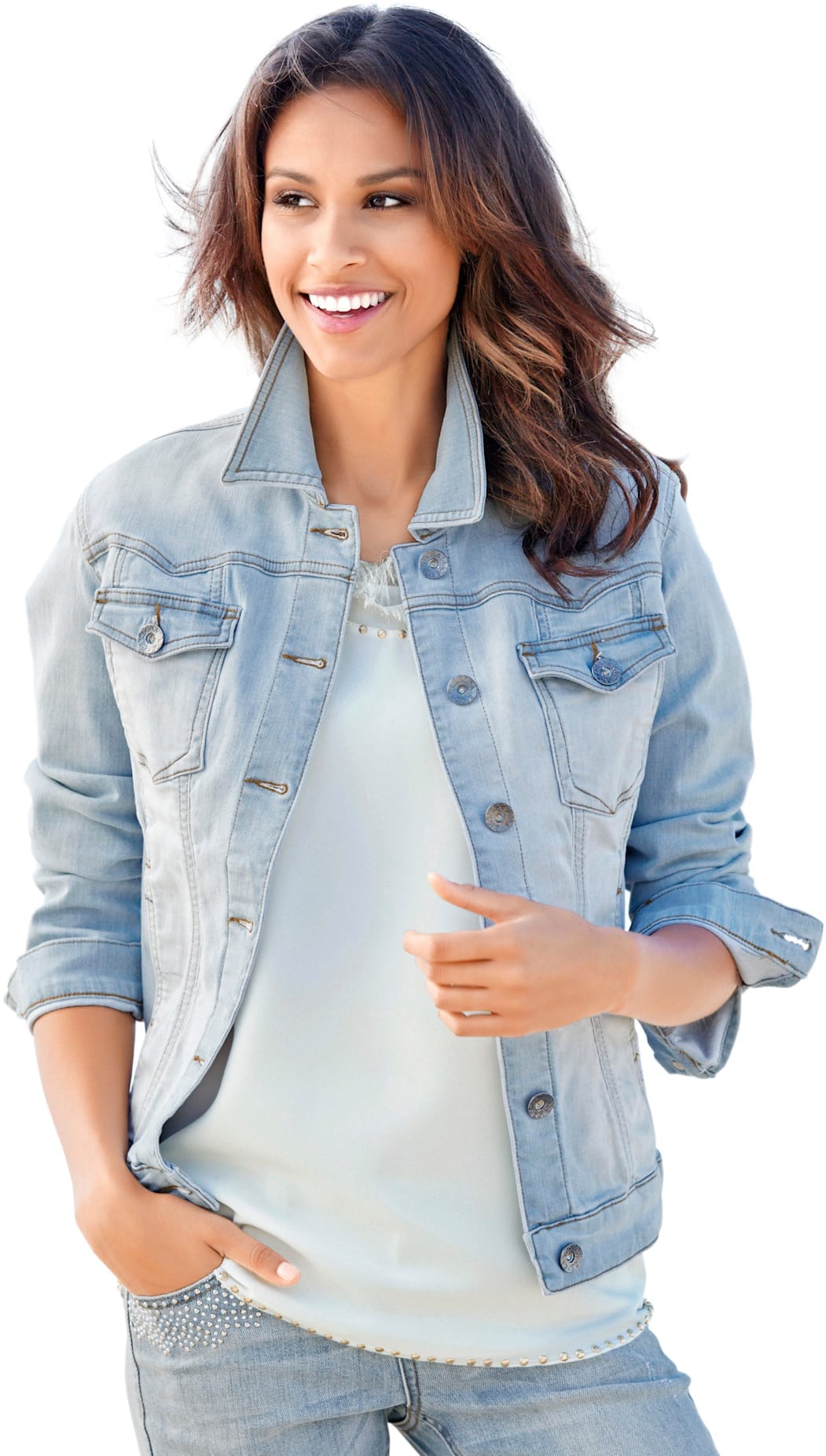 LINEA TESINI by heine Jeansjacke ohne Kapuze