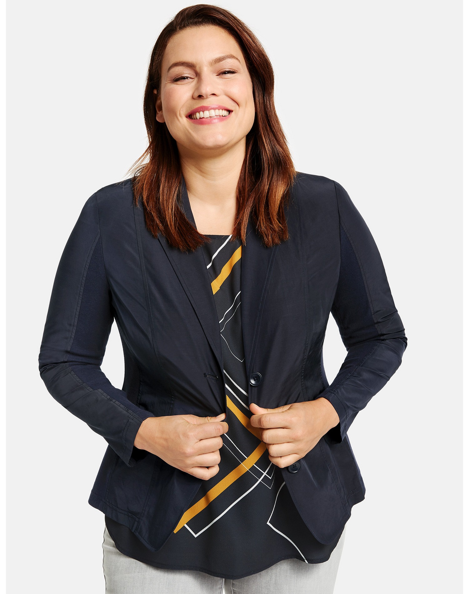 Blazer Langarm gefüttert »Blazer mit Material-Mix«