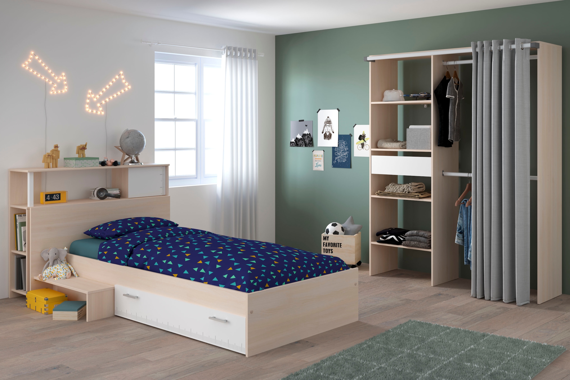 Parisot Jugendzimmer-Set »Charly 23« Set, 3 tlg. Seitliches Podest am Bett links oder rechts montierbar