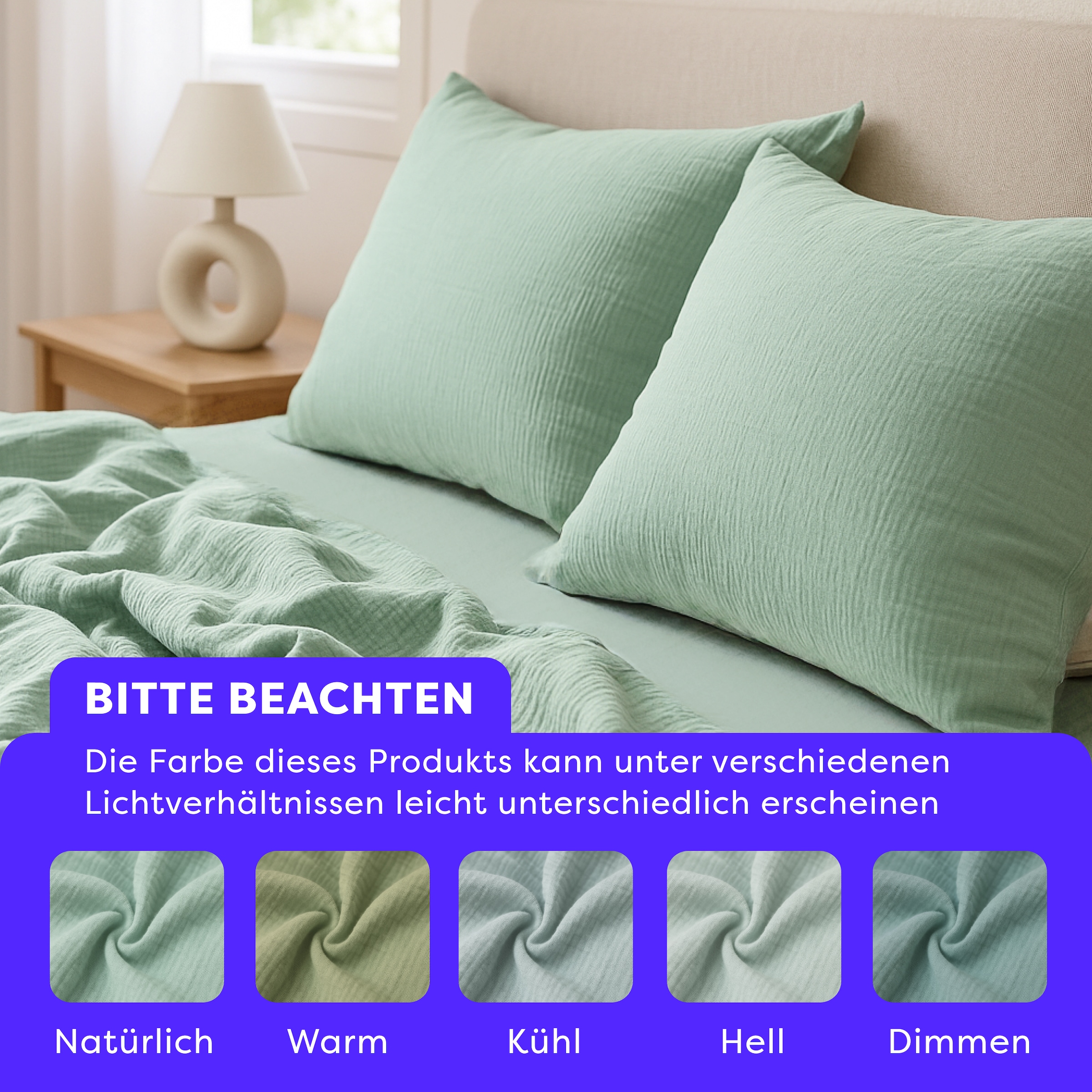 Wolkenfeld Kissenbezug »Wolkenfeld Musselin Kissenbezug 40x80 - 80x80 cm mit Reissverschluss« aus 100% Baumwolle – Weich, Atmungsaktiv & Hautfreundlich