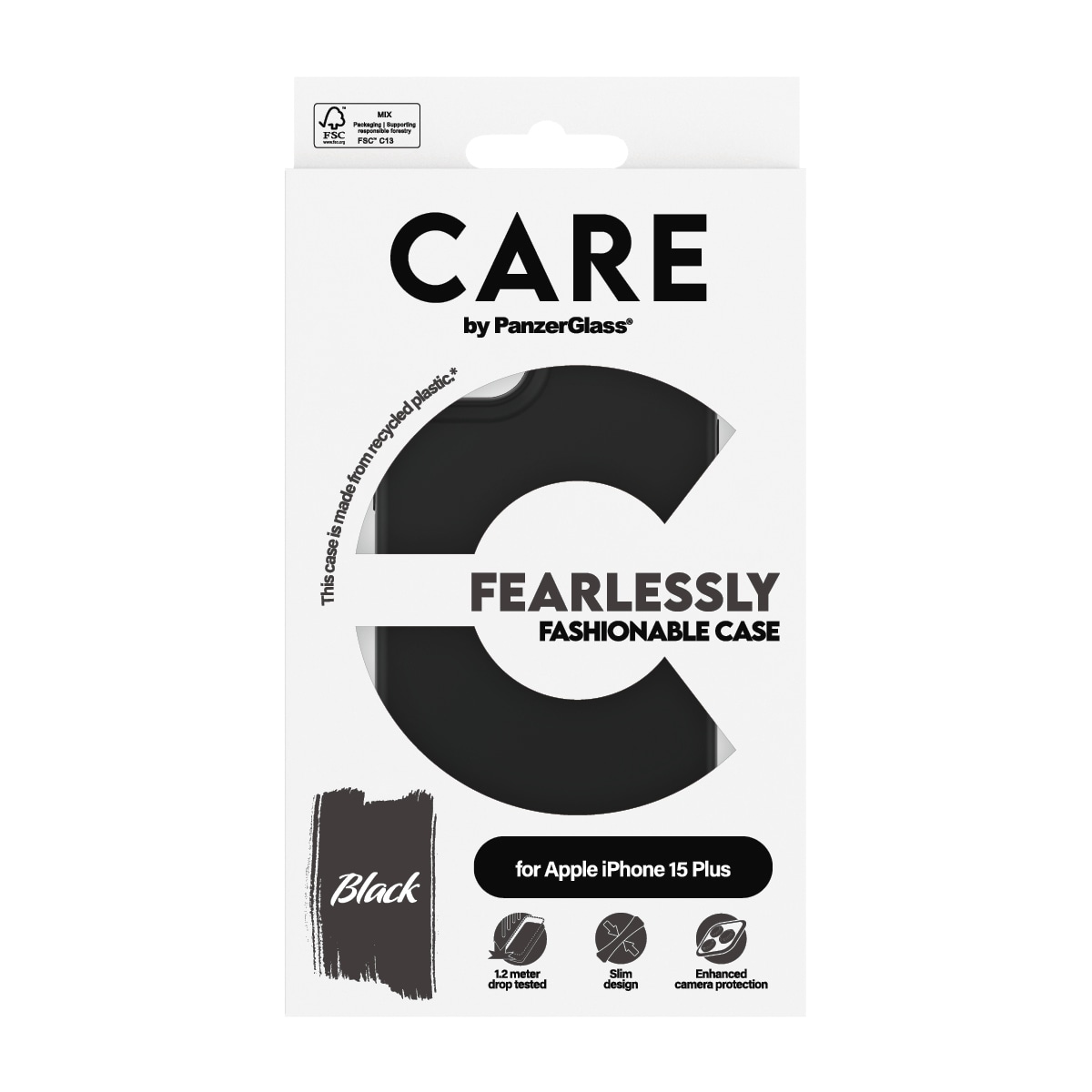 CARE by PanzerGlass Handyhülle »Fearlessly Fashionable Case für Apple iPhone 15 Plus Fashion Black« Backcover, Schutzhülle, Handyschutzhülle, Case, Schutzcase, stossfest