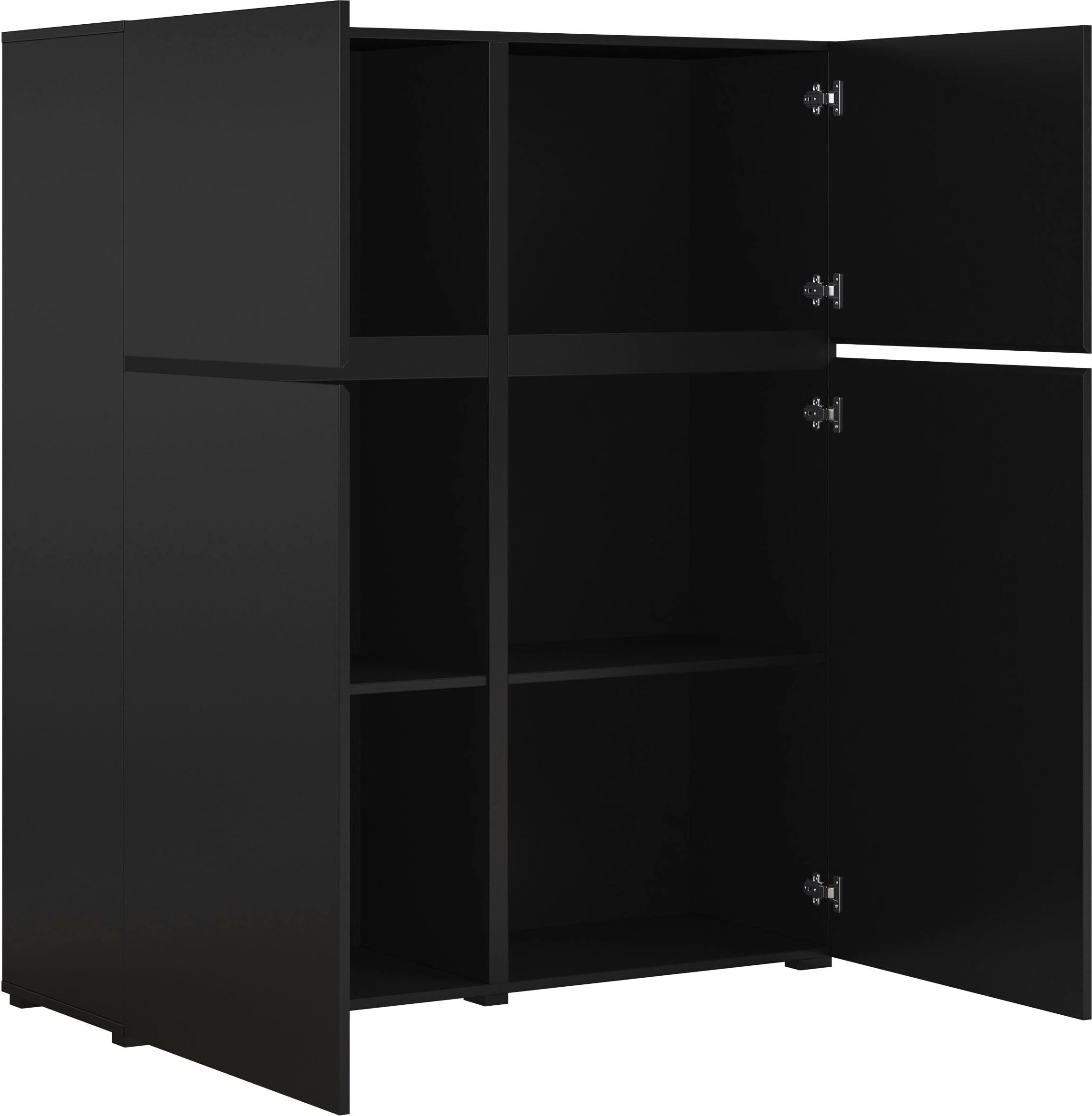 GOODproduct Highboard »Cross, moderne grifflose Hochkommode mit 4 Türen,Türkommode« Hochschrank, Höhe 139 cm mit viel Stauraum, Einlegeböden verstellbar
