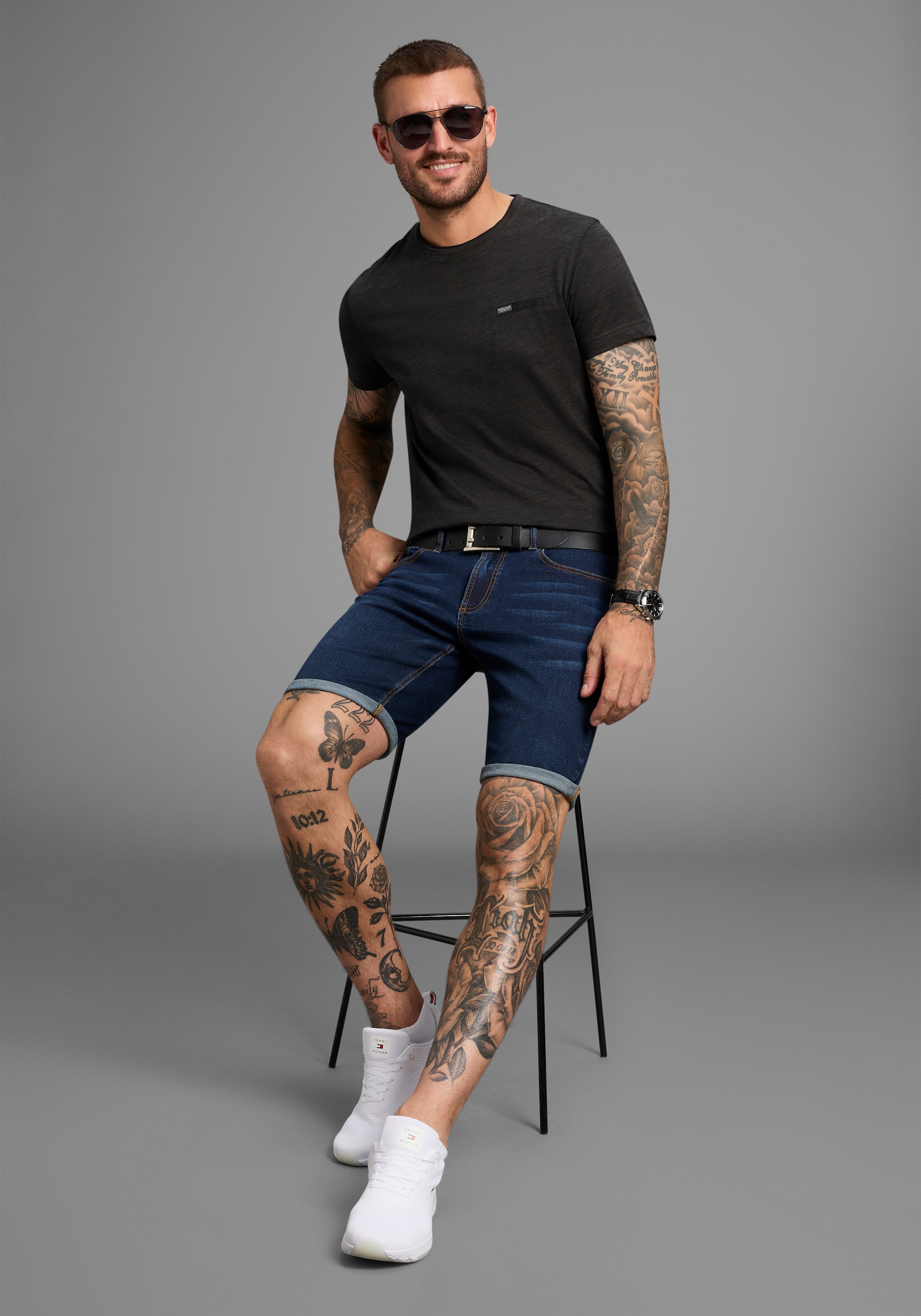 Bruno Banani Short en jean »Hutch-Shorts« gerade geschnittene kurze Beine, niedrige Leibhöhe