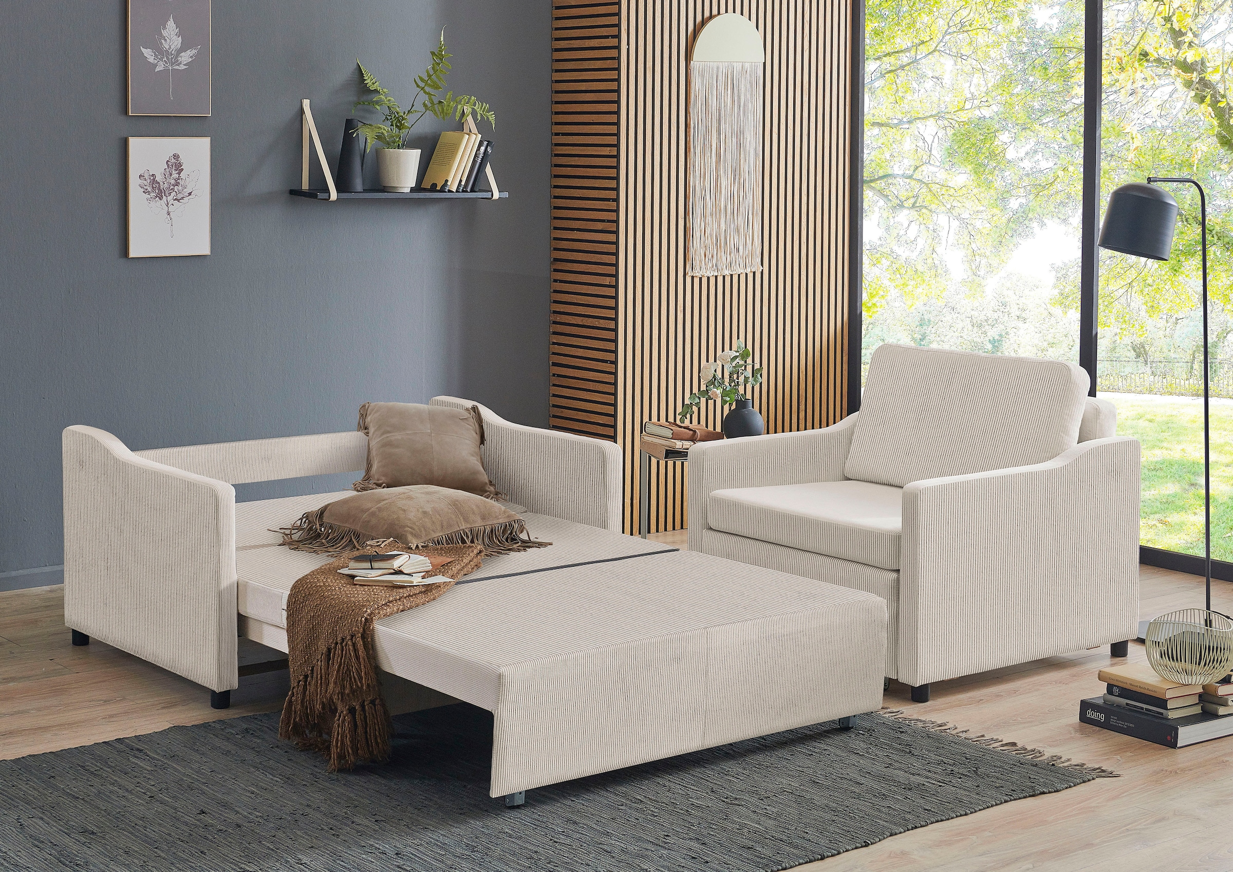 ATLANTIC home collection XXL-Sessel »Anella«, mit Cord-Bezug, mit Schlaffunktion, frei im Raum stellbar