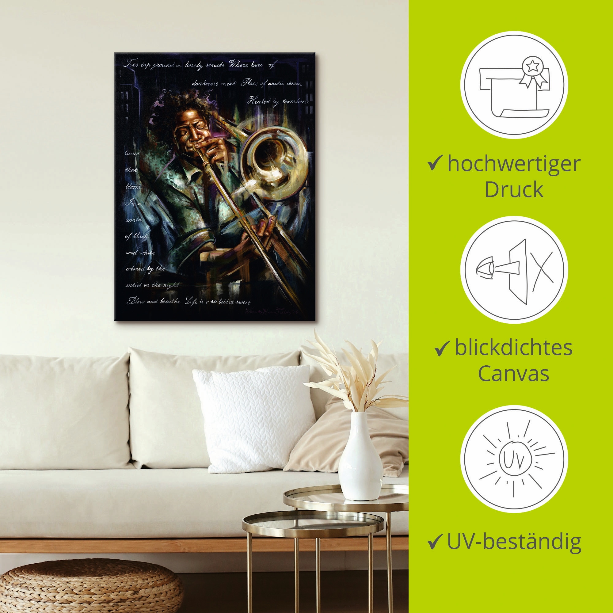 Artland Tableau sur toile »Posaunen Melodien« 1 cuis tlg. auf Holzrahmen gespannt