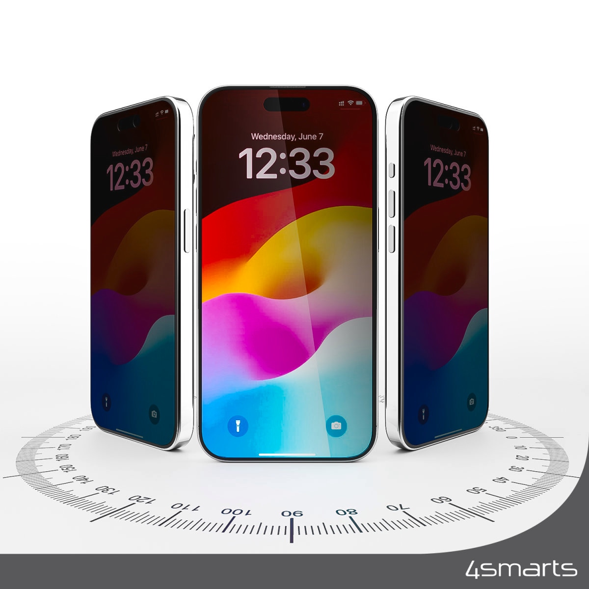4smarts Displayschutzglas »Second Glass Privacy mit Montagerahmen«, für Apple iPhone 15 Plus, Displayschutzfolie, Schutzfolie, Sichtschutz, kratz- & stossfest