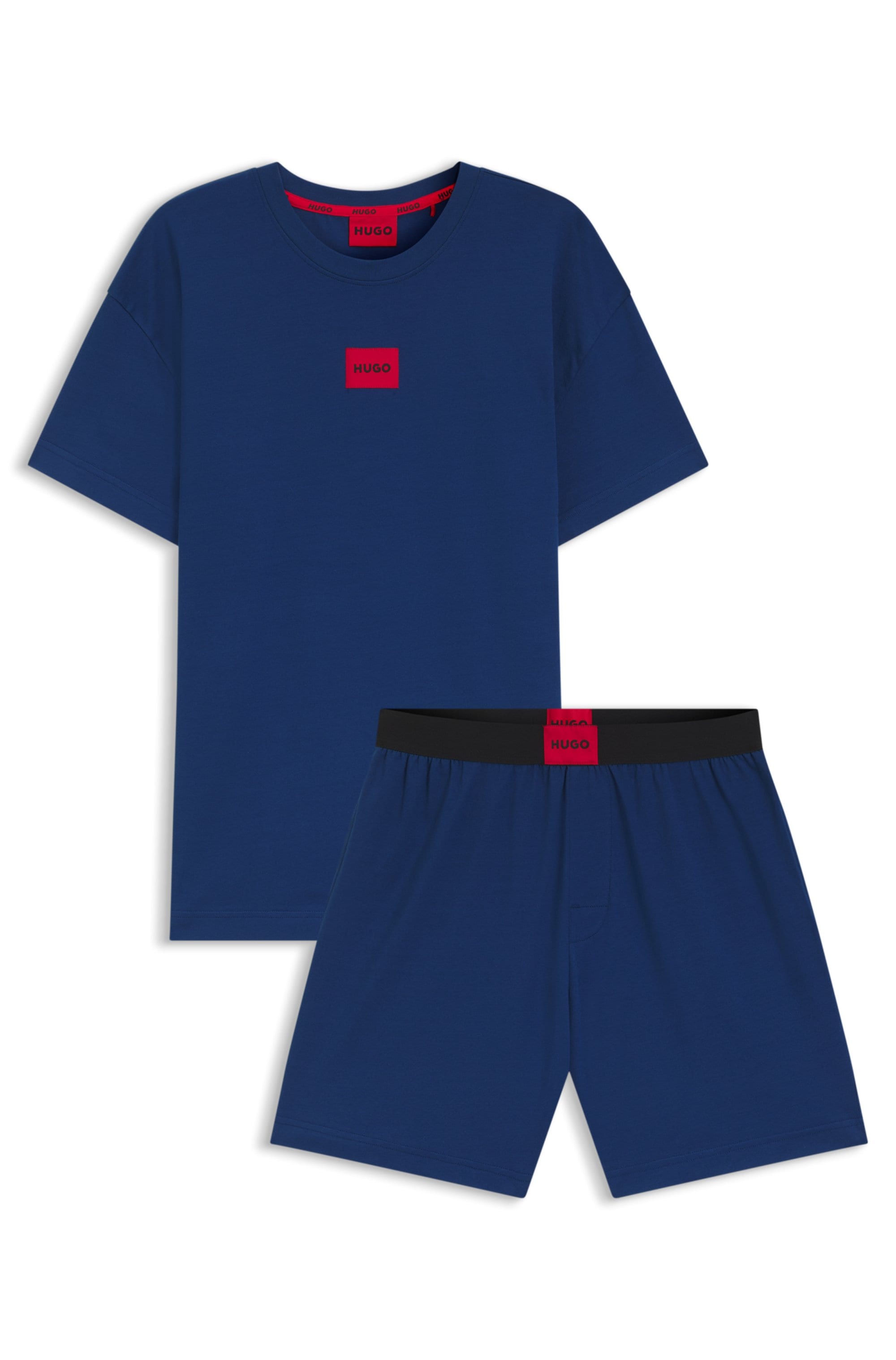 HUGO Underwear Pyjama »GALAXY SHORT SET« Set, 2 mit HUGO-Aufnäher, Stretch-Baumwolle, Regular Fit