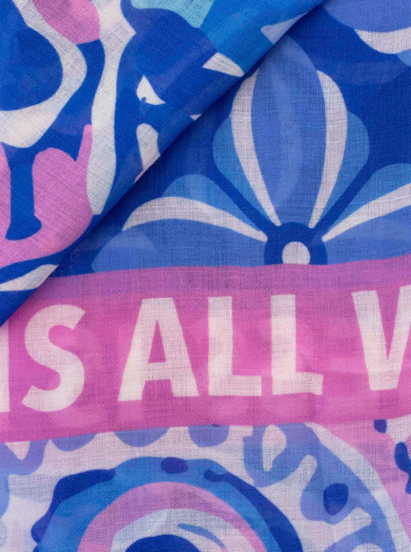 Zwillingsherz Schal »"Happiness is all we need"« Florales Mustermix, transparent