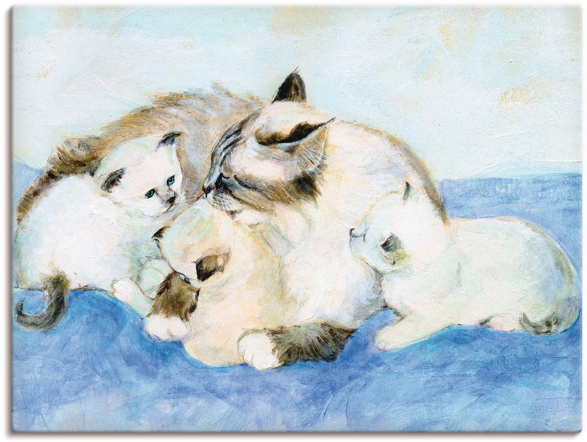 Image of Artland Leinwandbild "Katzenfamilie" Haustiere 1 Stk. tlg. auf Holzrahmen gespannt
