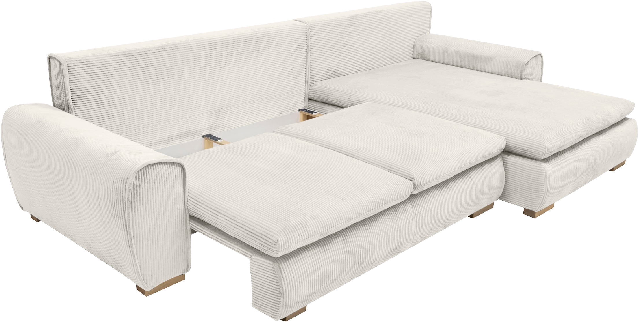 Home affaire Canapé d'angle »Katja L-Form, B: 325 cm« mit Bettfunktion, Bettkasten & 4 Zierkissen