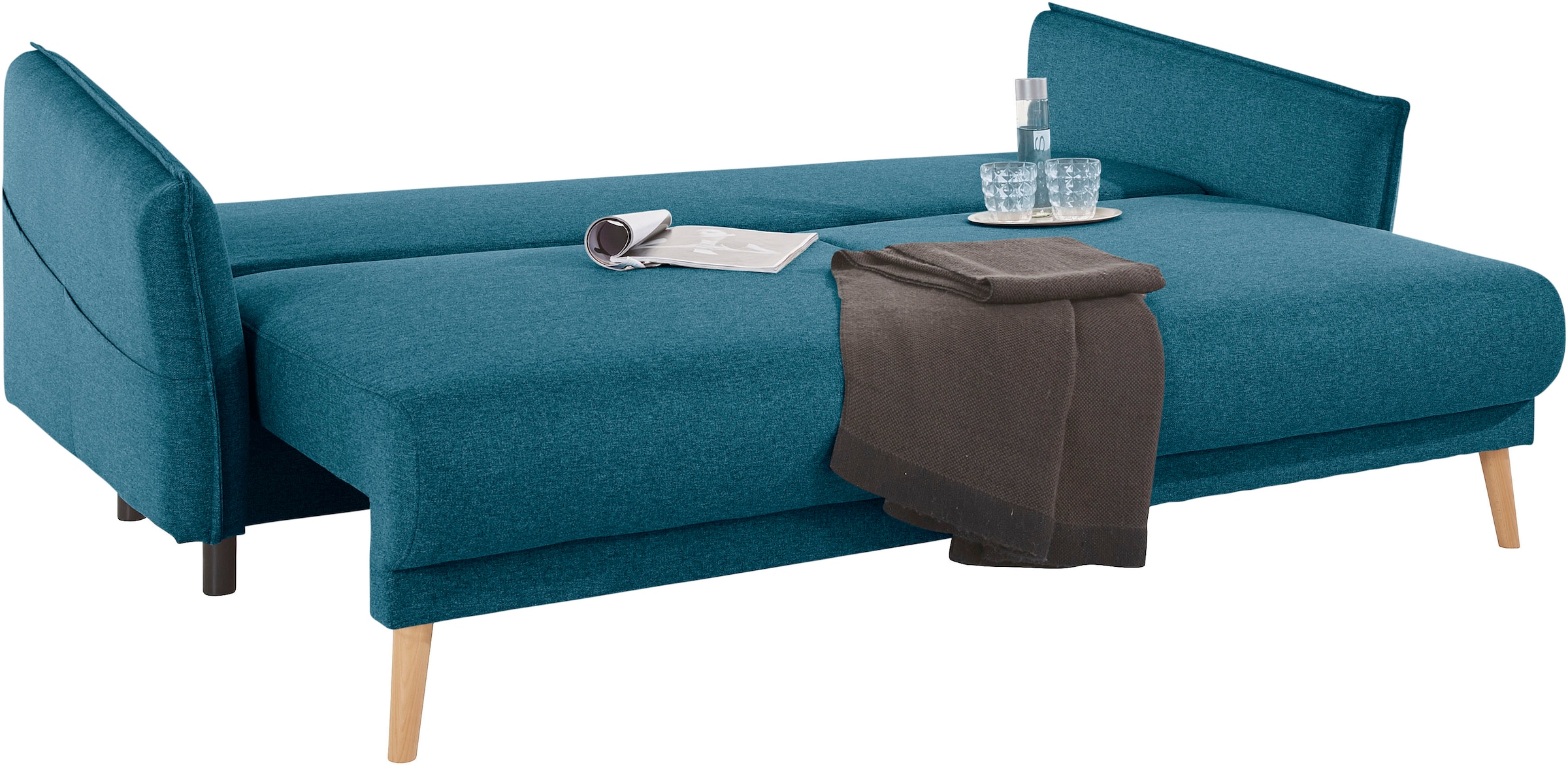 Home affaire Schlafsofa »Granbo«, incl. Bettfunktion und Bettkasten, Federkern-Polsterung, Seitentasche