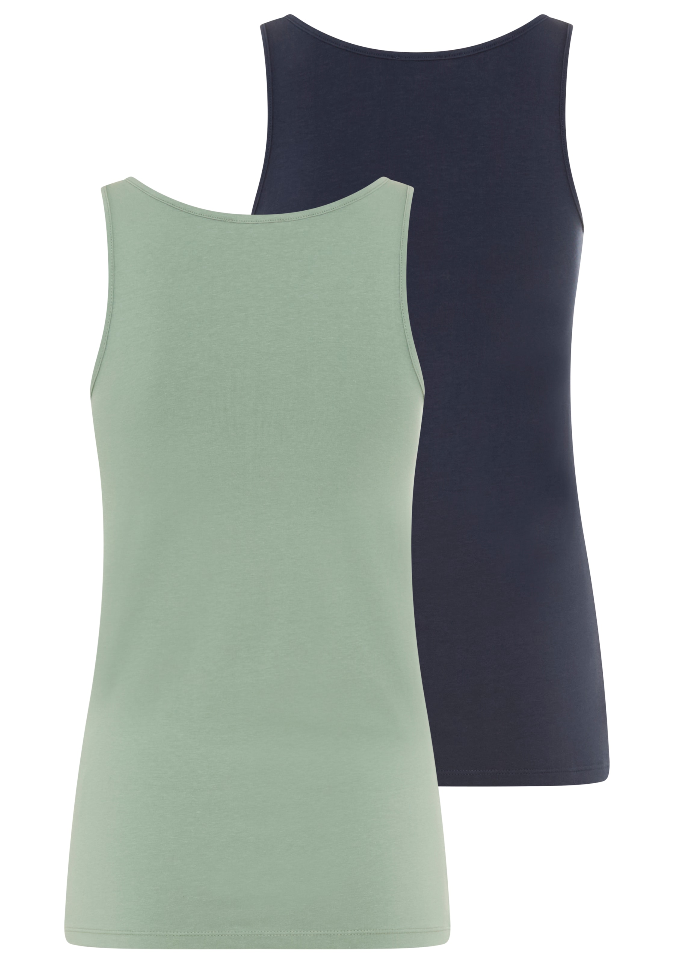 Tamaris Débardeur 2er-Pack,  figurbetonte Passform, unifarben, hüftbedeckende Länge