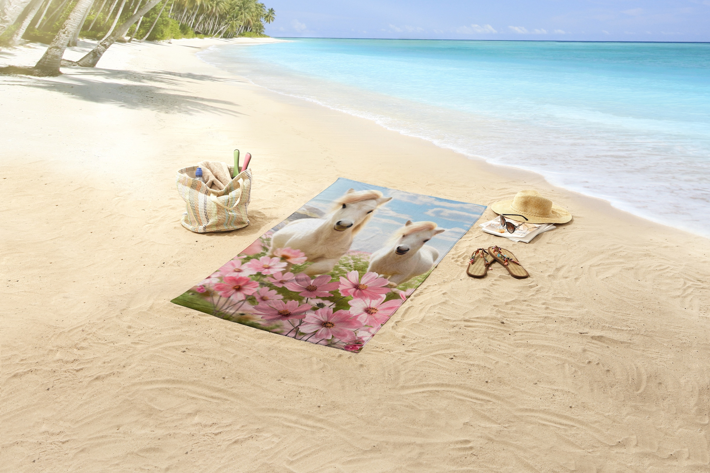 good morning Serviette de plage »Philou« Kinder Strandtuch, Mikrofaser, Velours, saugfähig, weich, leicht, bunt