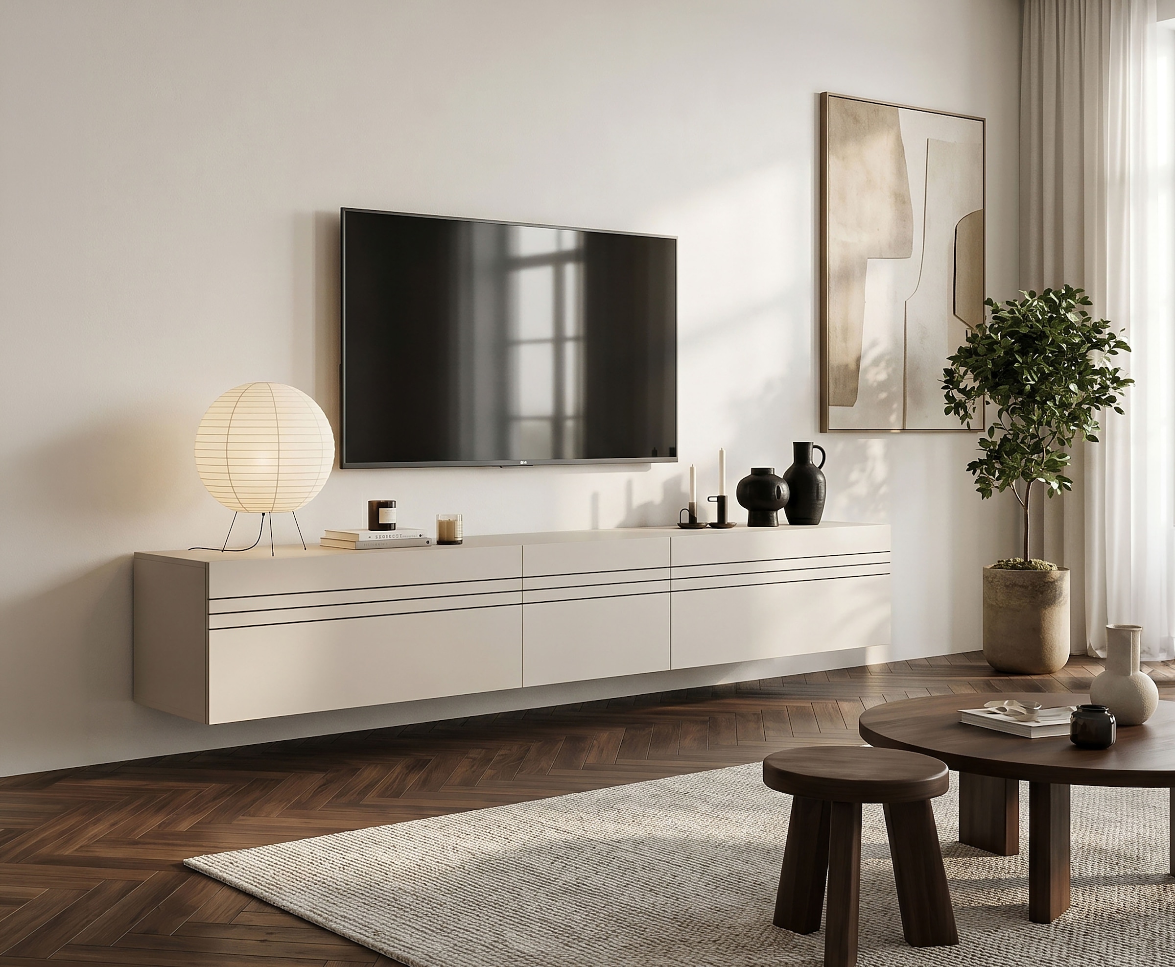 GOODproduct Table basse »SPIAGGIA, 3-teiliges Set, Breite 225cm, stehend & hängend montierbar« Meuble TV, armoire TV, meuble TV bas, meuble média