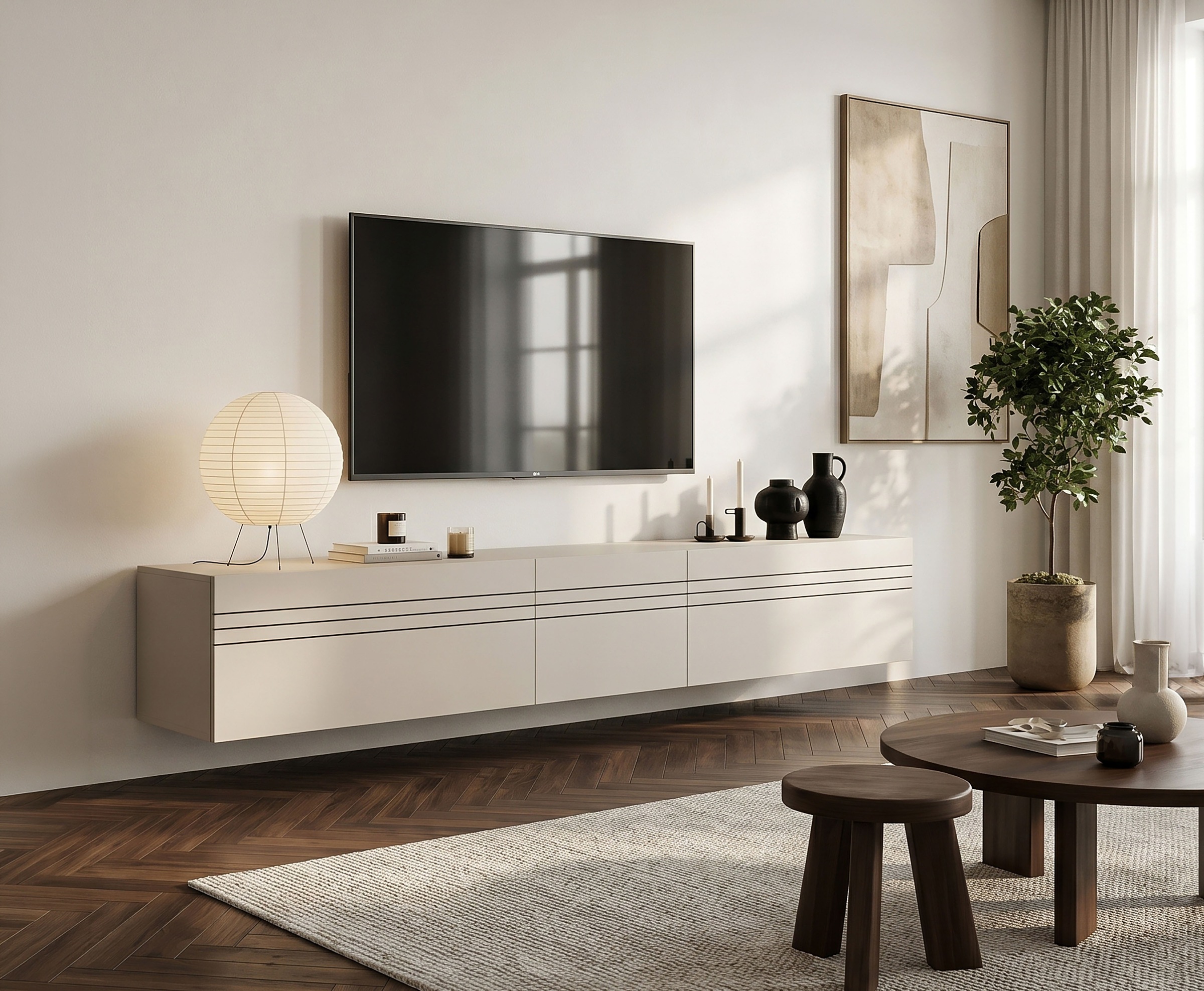 Image of GOODproduct Lowboard "SPIAGGIA, 3-teiliges Set, Breite 225cm, stehend & hängend montierbar" TV-Möbel, TV-Schrank, TV-Lowboard, Mediaboard