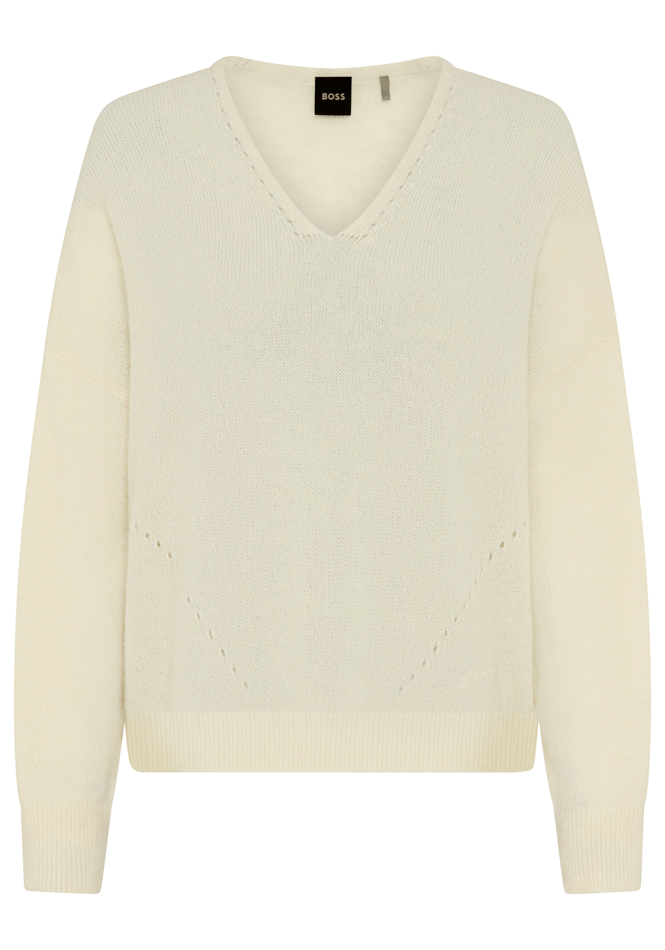 BOSS ORANGE Pull en tricot »Foletta Premium Damenmode« V-Ausschnitt, Ajouré-Details