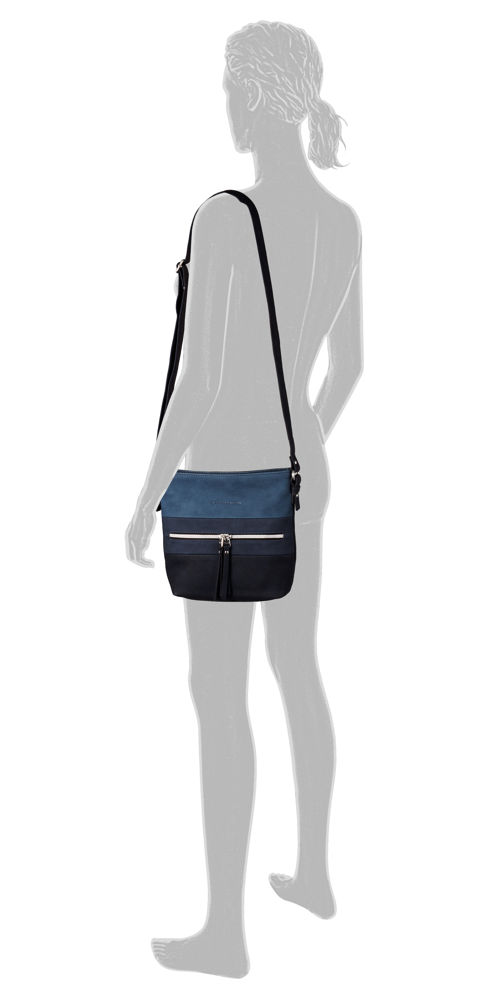 TOM TAILOR Umhängetasche »Ellen« schönes Color Blocking, hochglänzender Reissverschluss-Eyecatcher