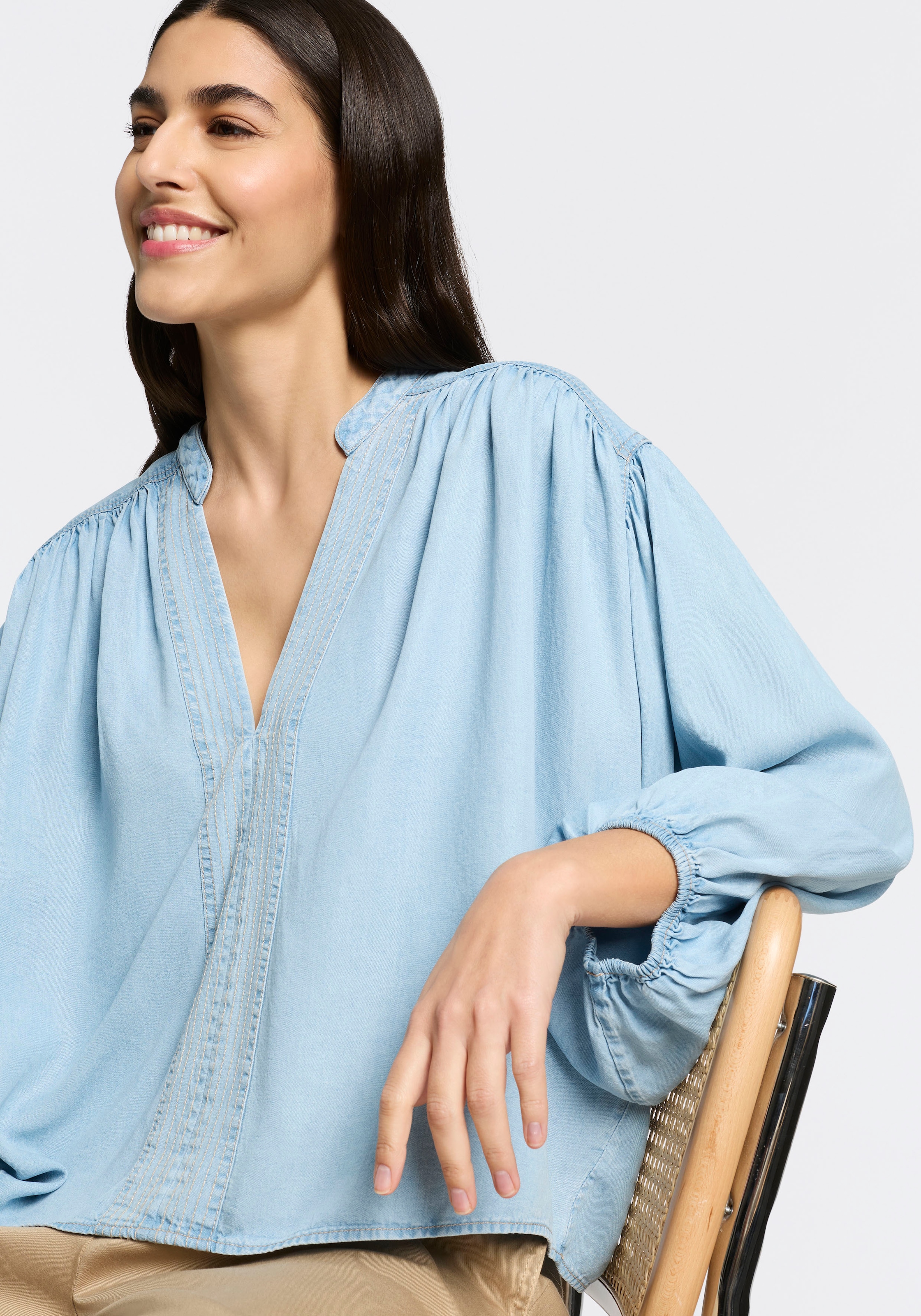 BOSS ORANGE Schlupfbluse »Barda Premium Damenmode« mit Ballon-Ärmeln