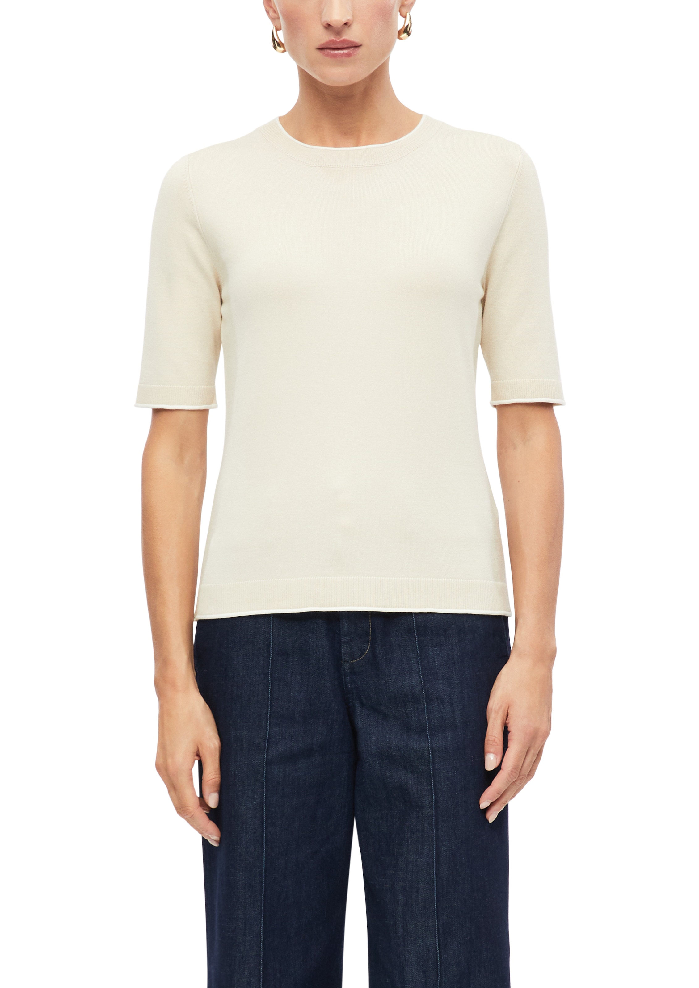 Image of s.Oliver BLACK LABEL Strickpullover Halbarm Sommerpullover mit Viskose / Rundhals