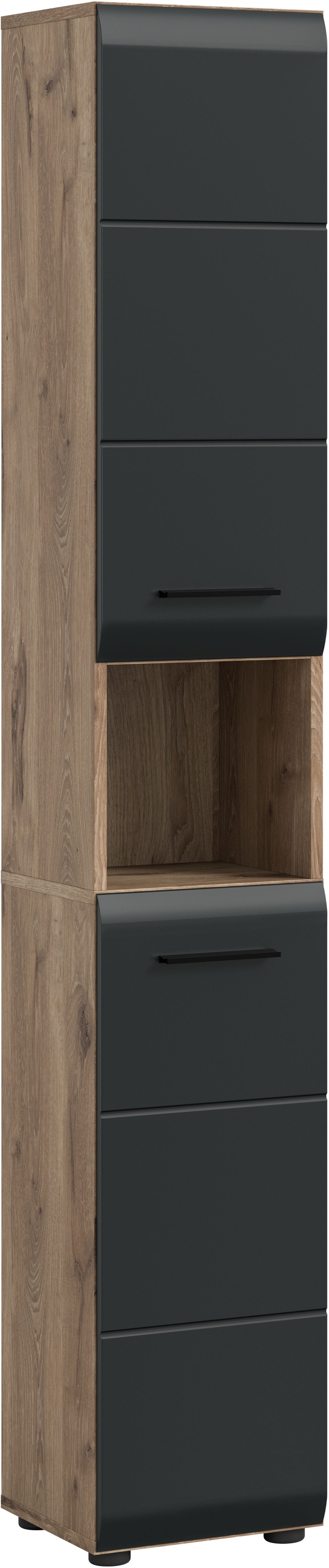 Image of welltime Stauraumschrank 1 Stk. tlg. Florenz, Badschrank Hoch Nox Oak NB, 185 cm Höhe