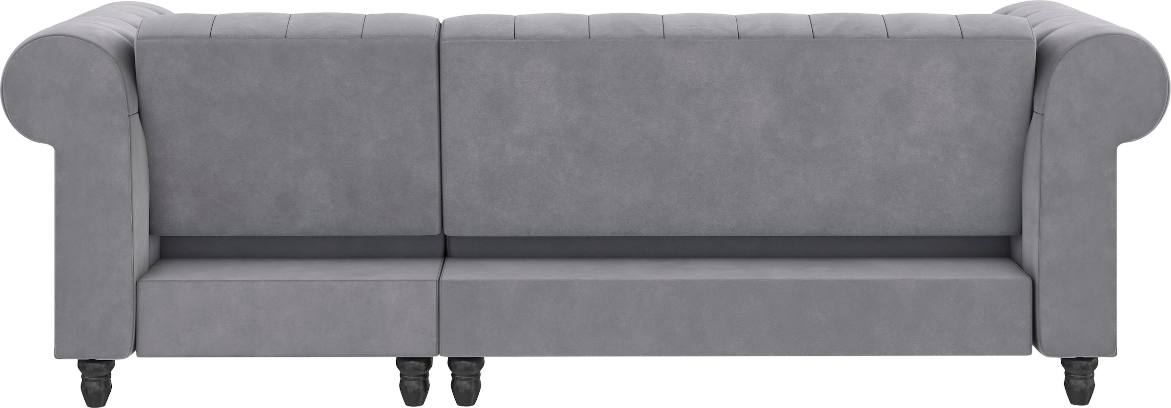 Dorel Home Ecksofa »Felix, L-Form, 241 cm (Liegefl.108x195 cm), Recamiere tauschbar,« verstellb. Rückenlehne, Bett-Funktion, Velours, Kunstleder, Vintage